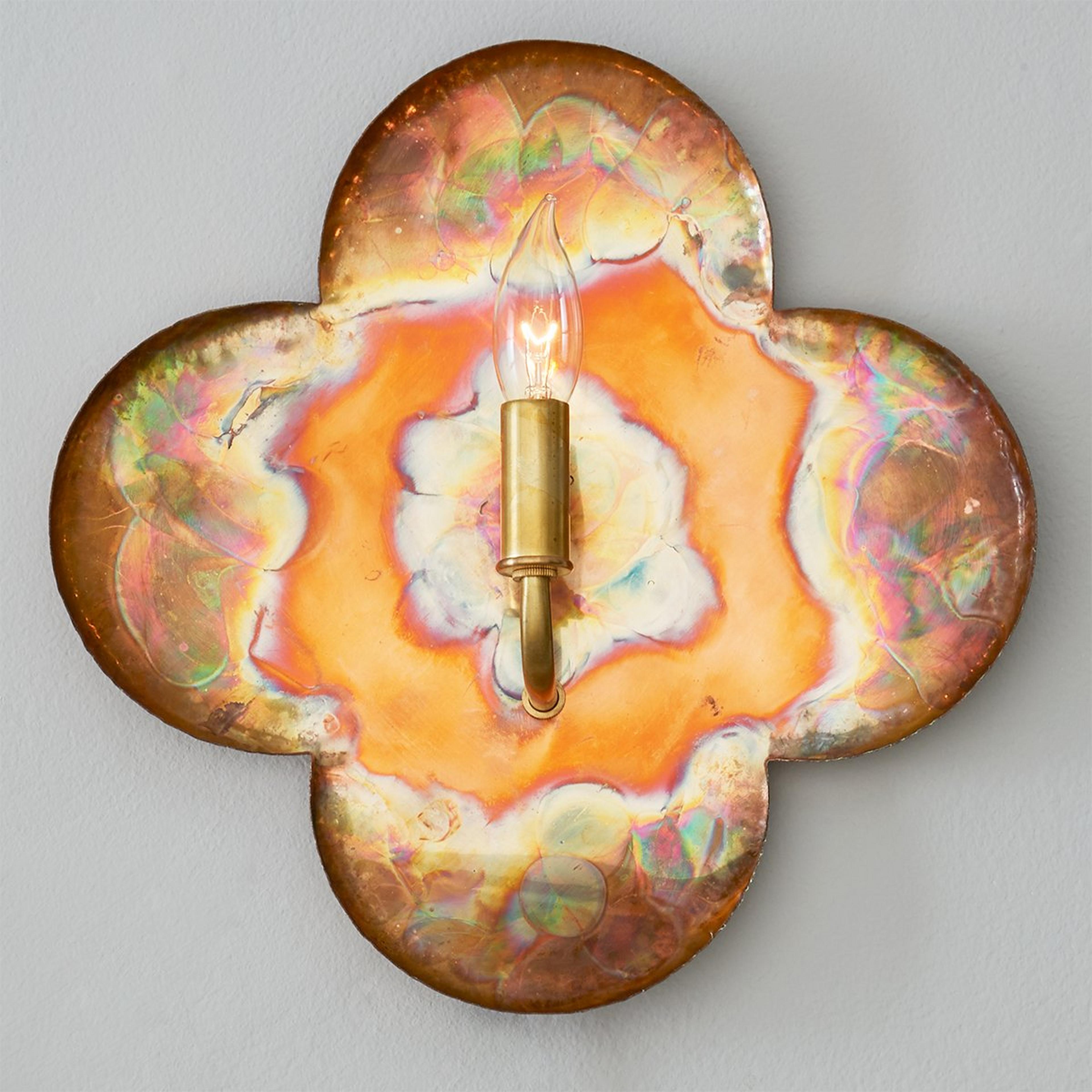 A Colonial Metalcrafts Morelos Sconce with Annealed Solid Copper / Brass  color