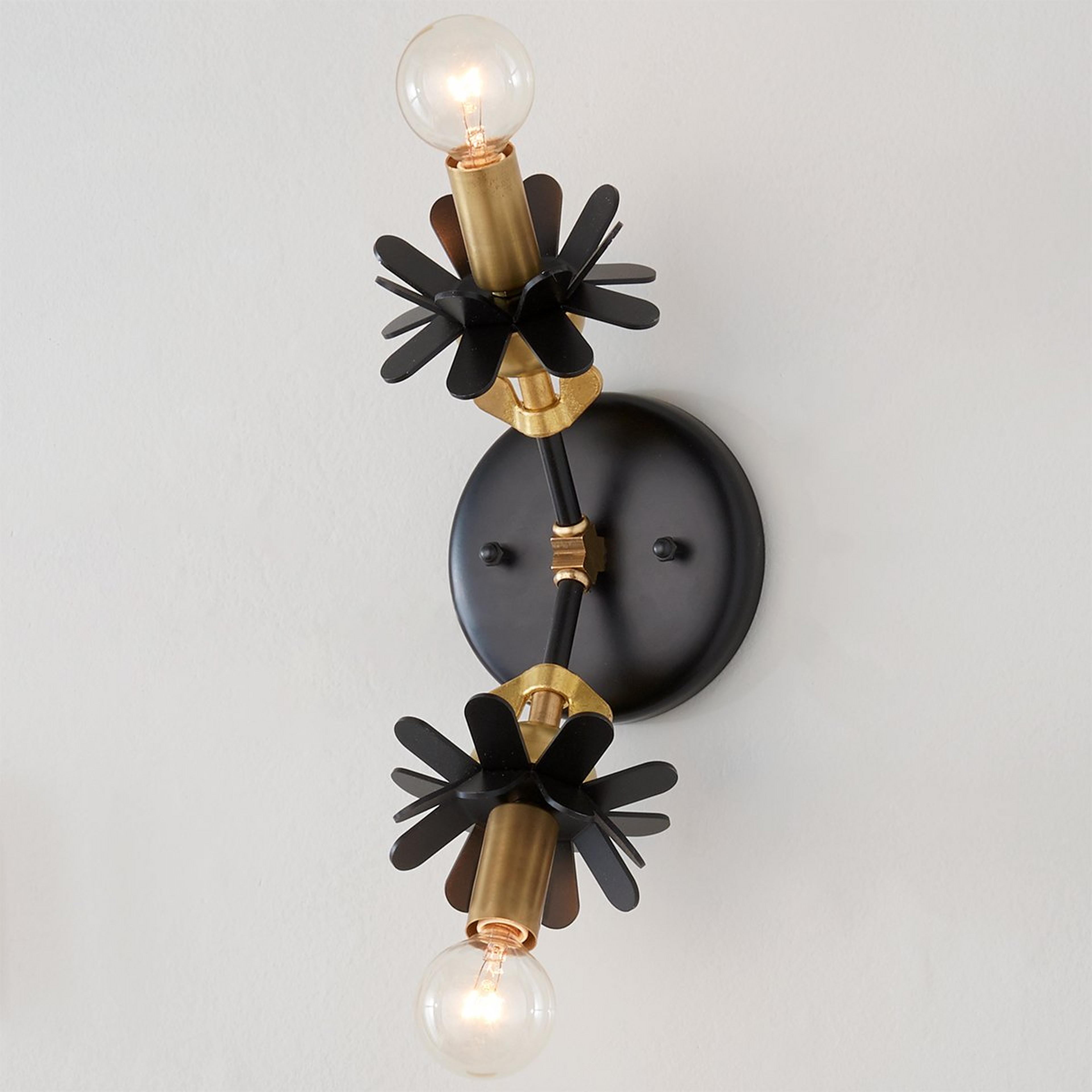 A Wendy Umanoff Mini Flower Sconce with Brass / Black color