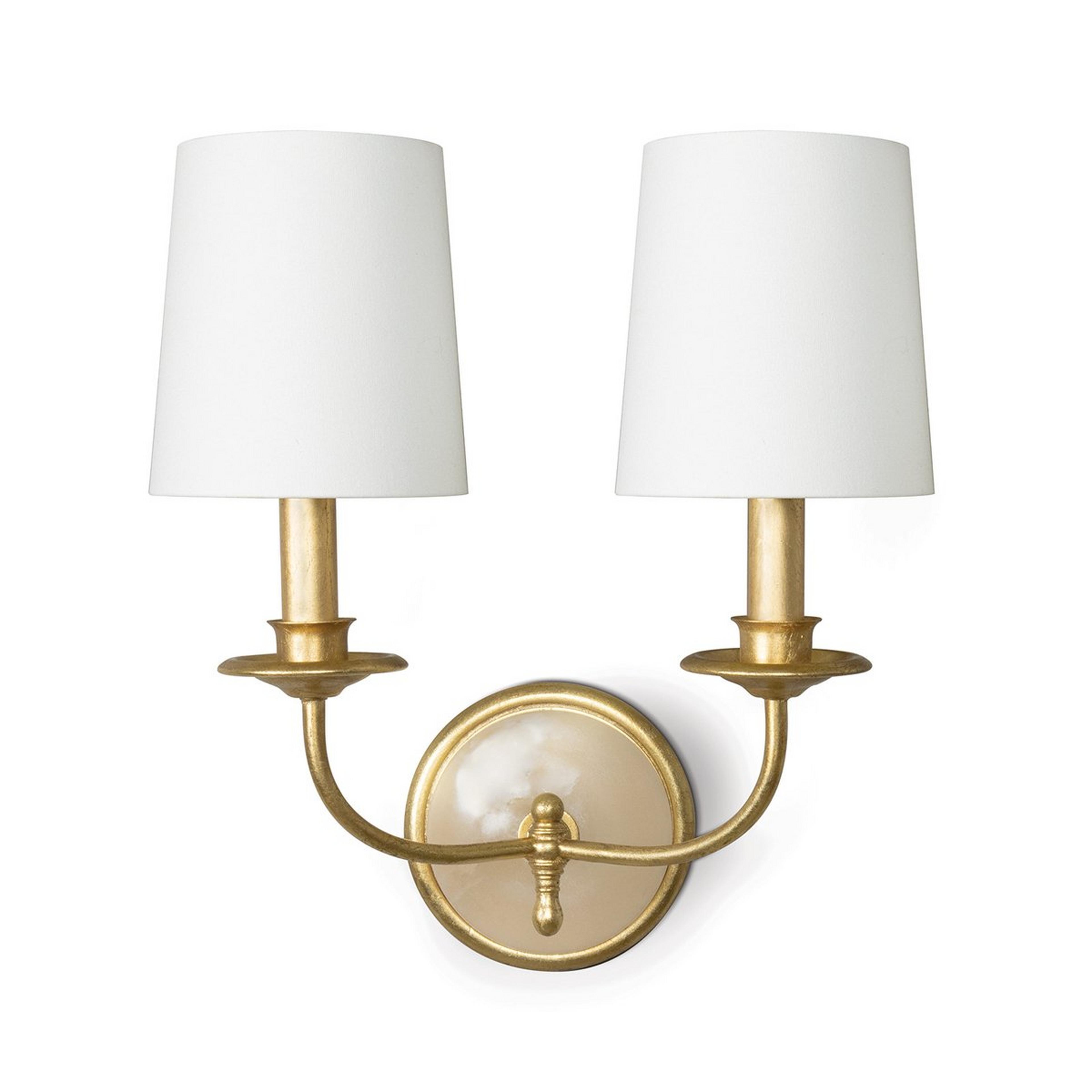 A Clarissa Sconce - 2 Light with Gold Leaf / Alabaster color