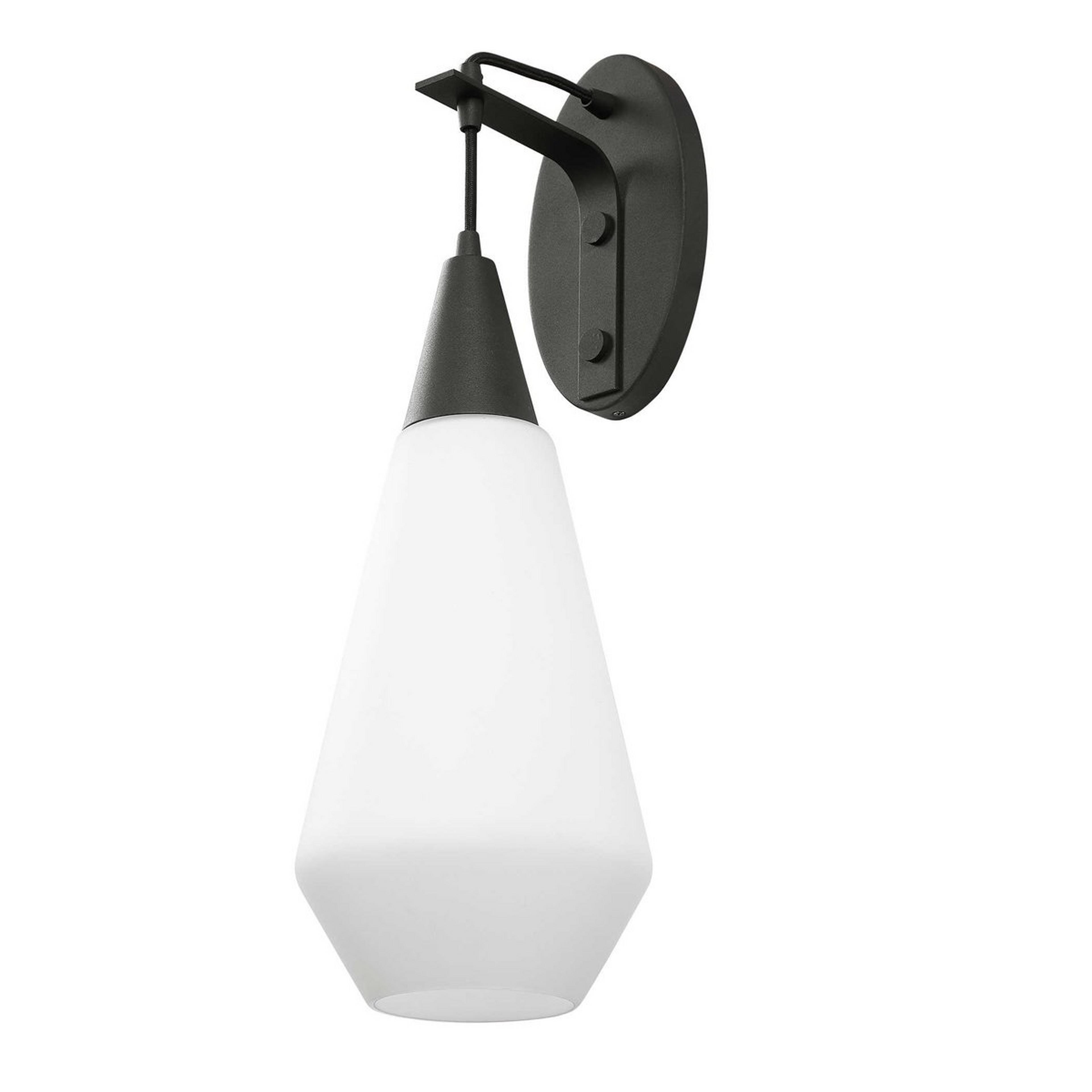 A Thyra Sconce with Textured Black / White Glass color