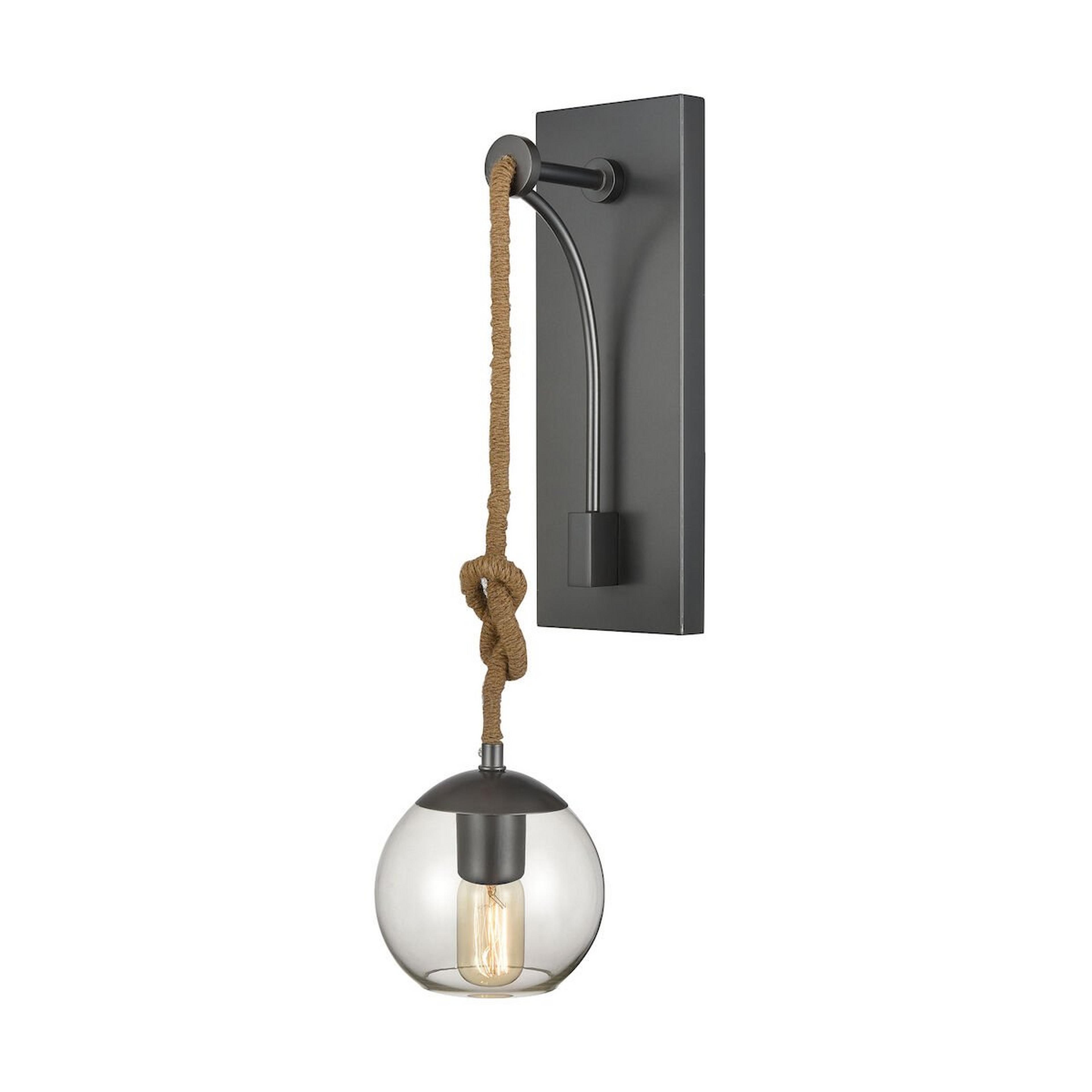 A Figure Eight Knot Wall Sconce with Pewter / Rope / Clear Glass color