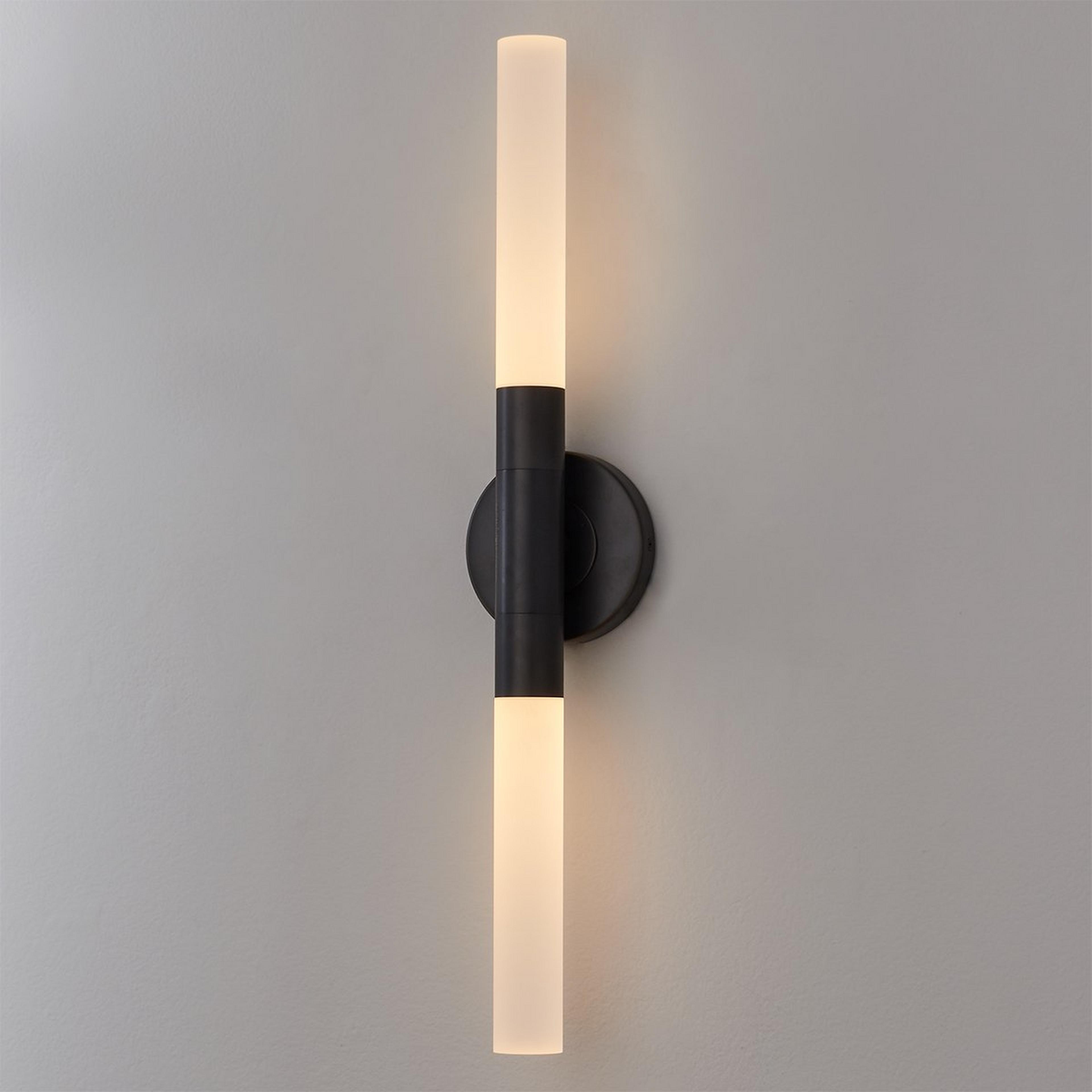 A Thadeo Double Sconce with Oil Rubbed Bronze / Frosted Acrylic color