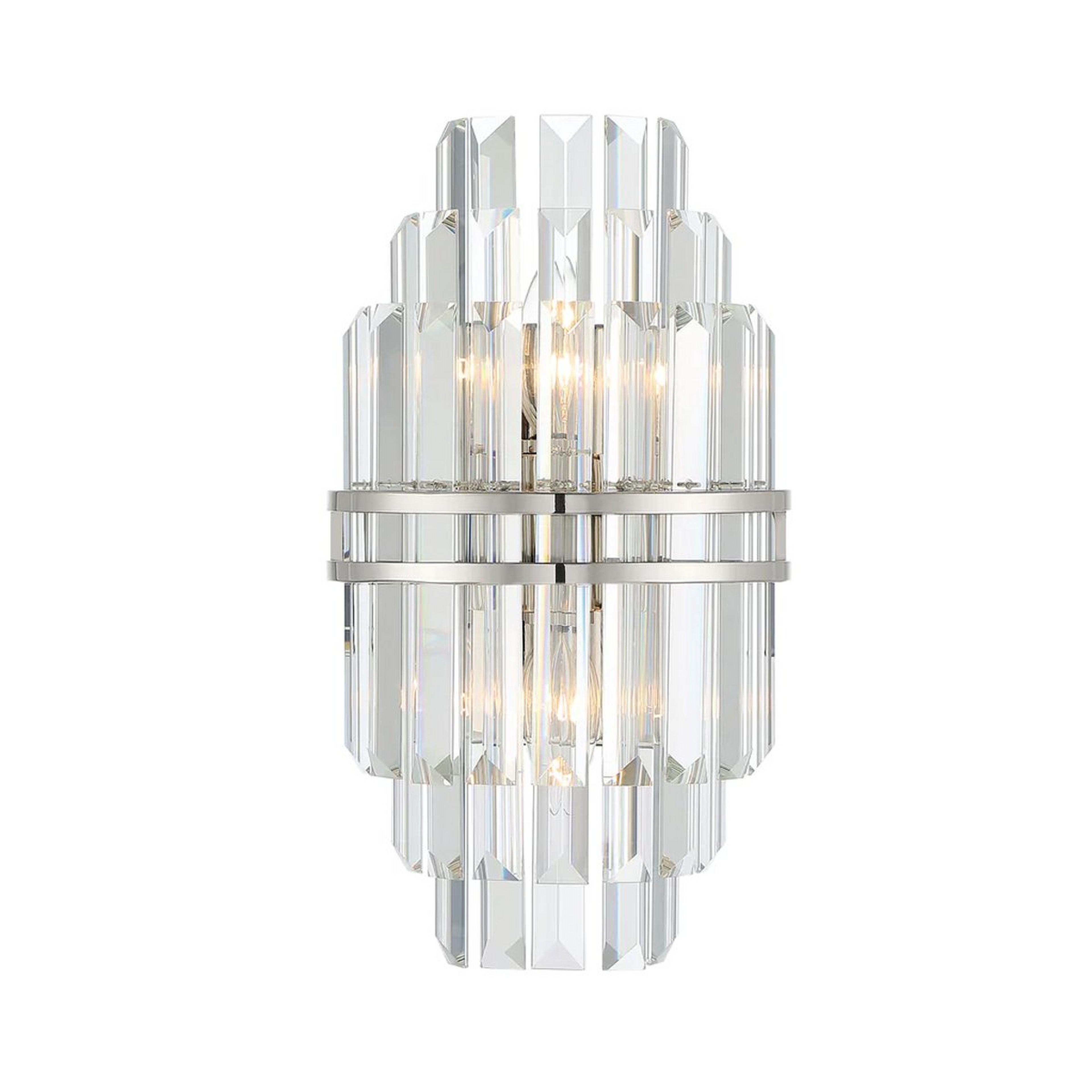 A Faceted Regina Sconce with Polished Nickel / Crystal color