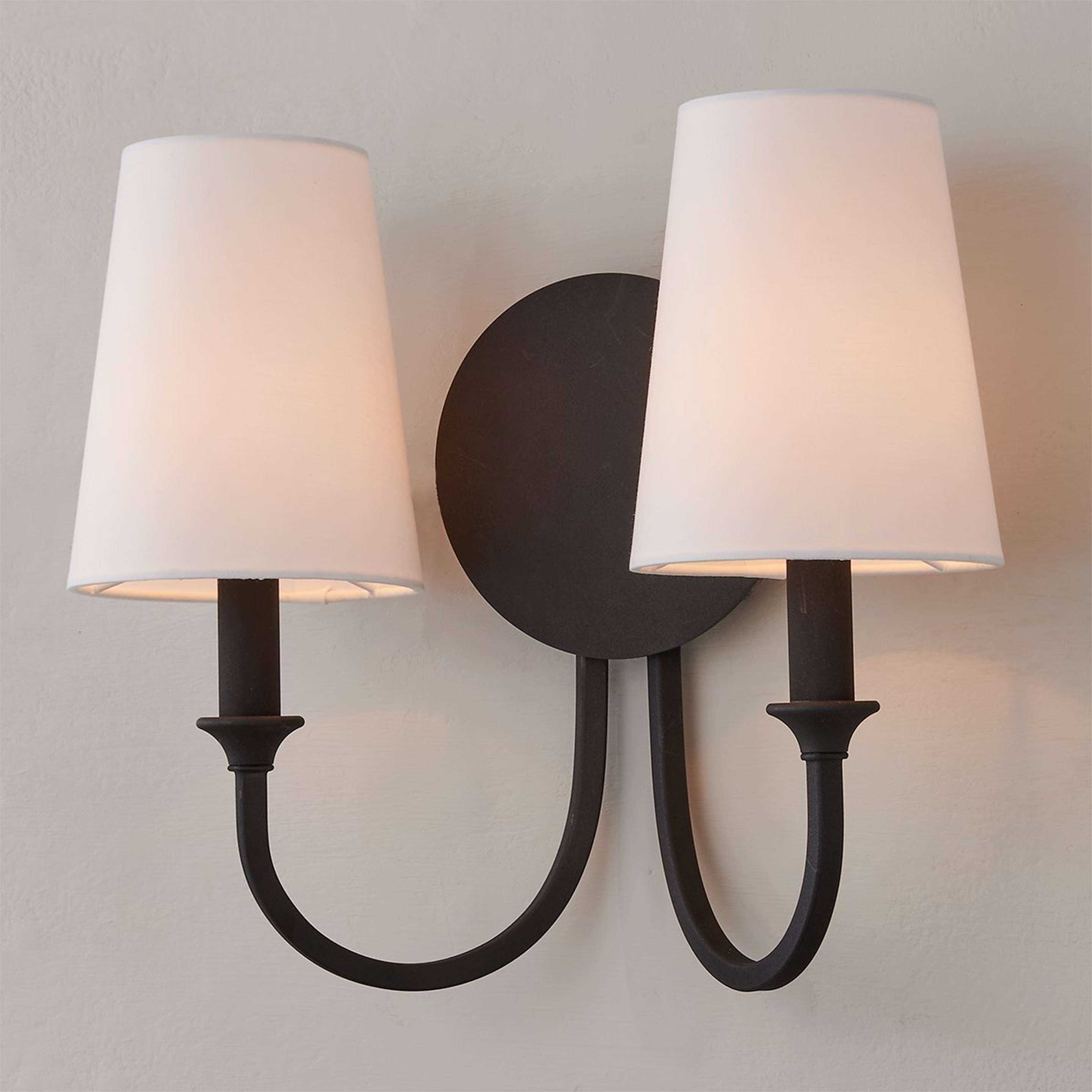 A Gloriosa Double Sconce with Forged Black color