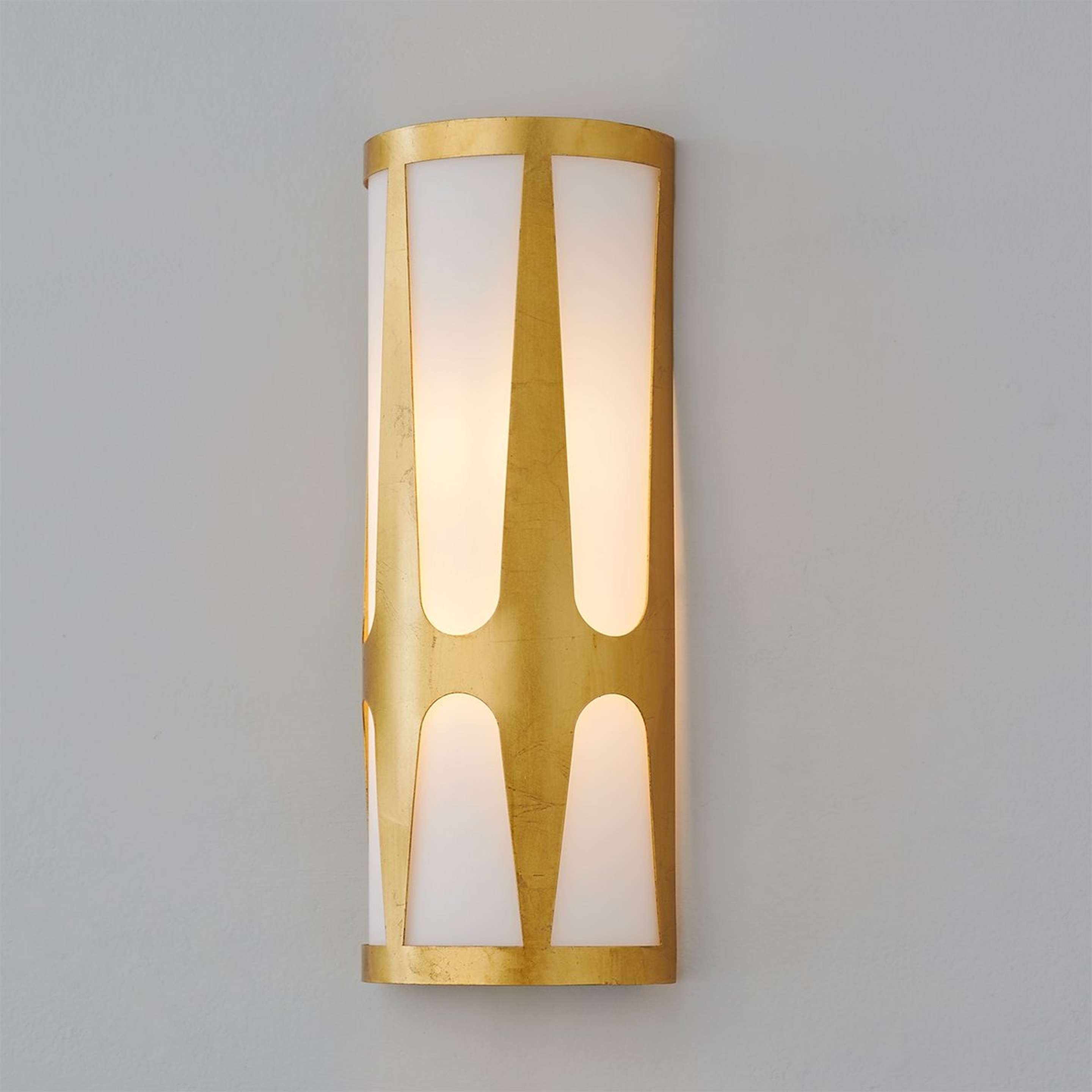 A Patterned Abelia Sconce with Antique Gold / Milk Glass color