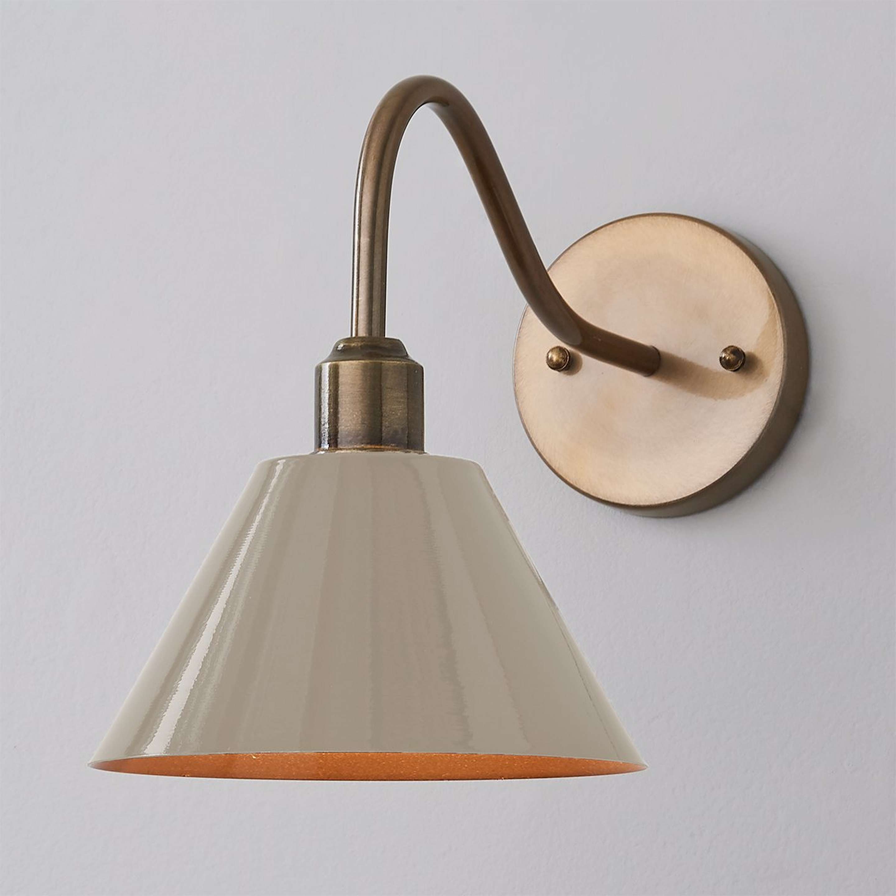A Chris Loves Julia Edie Sconce with Brass / Gloss Warm Gray color