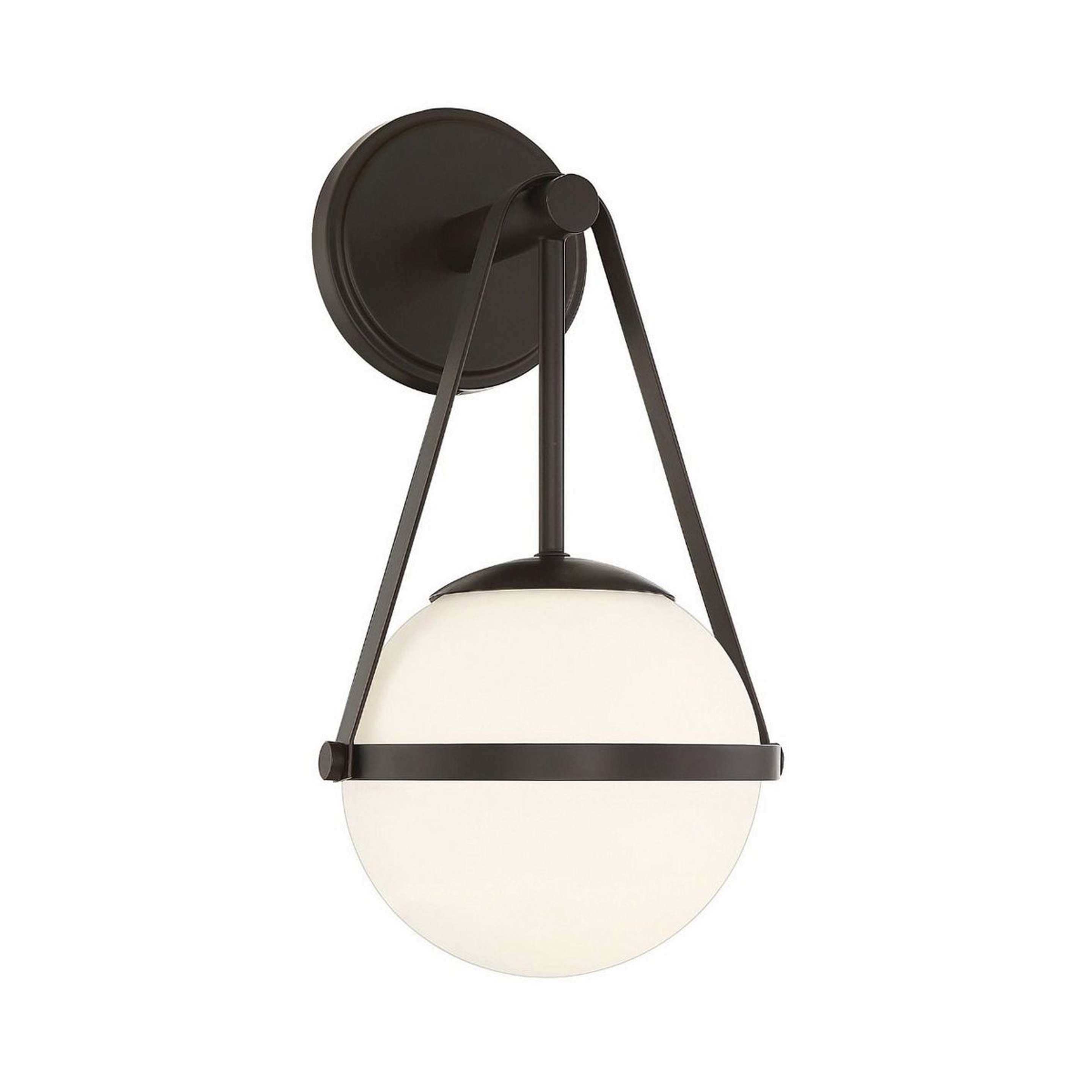 A Windie Globe Sconce with Matte Black / Opal Glass color
