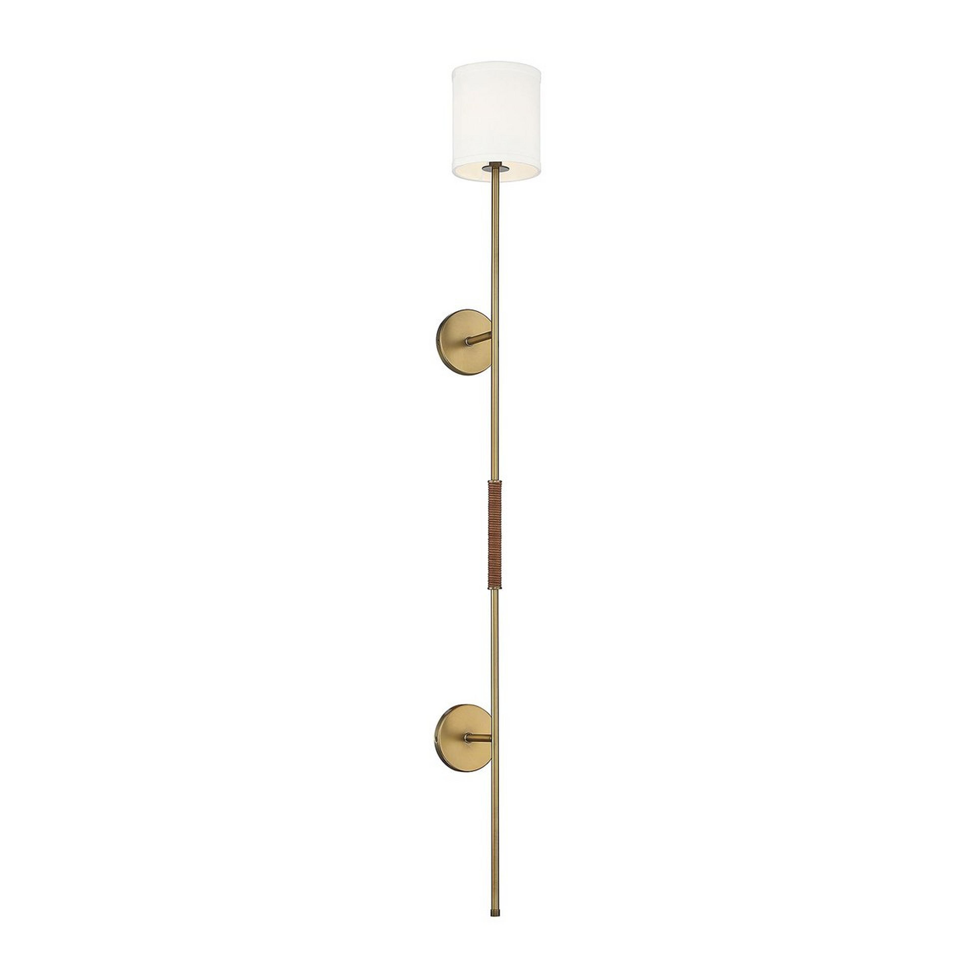 A Darcie Sconce with Natural Brass / Brown Leather color