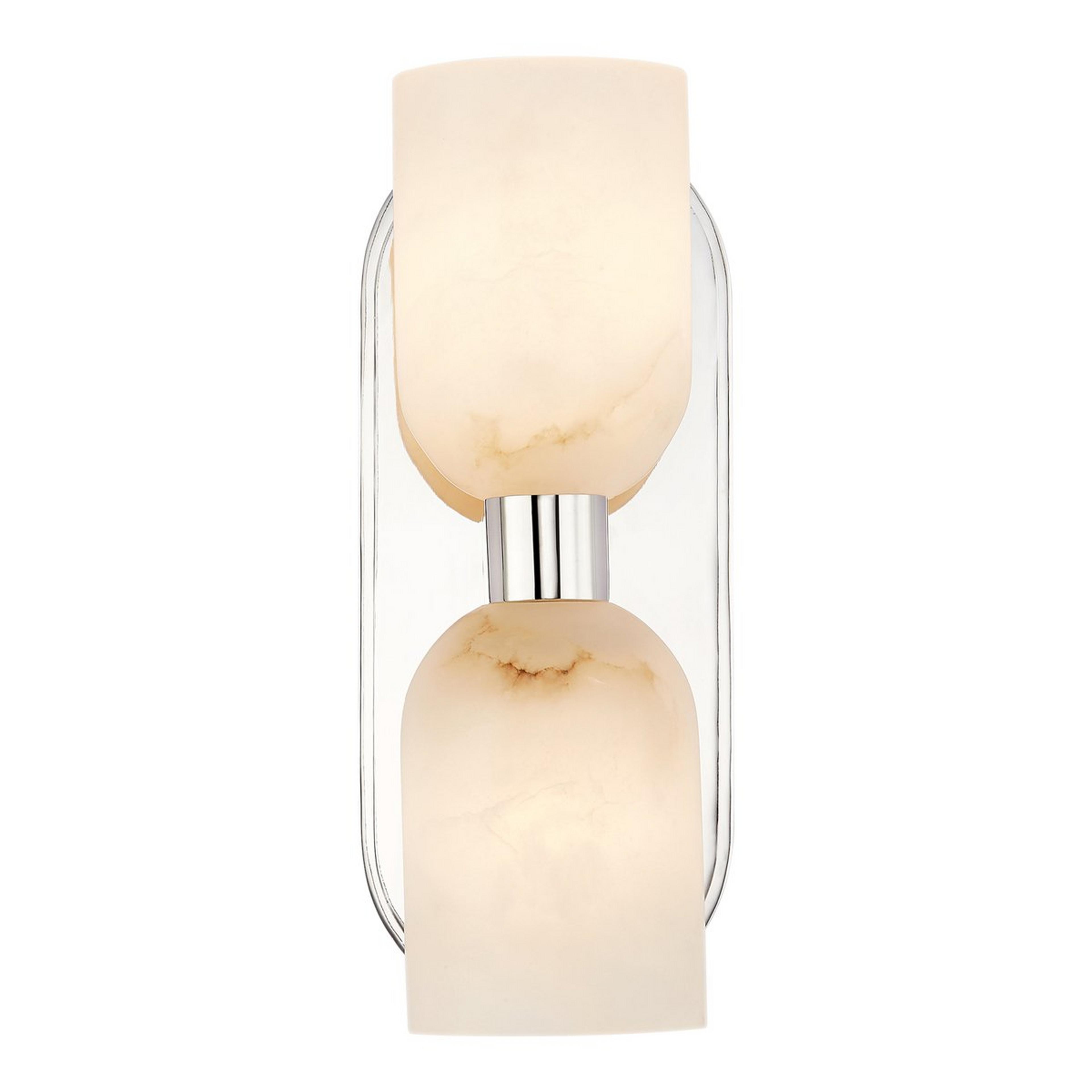 A Aurind Double Bath Sconce with Polished Nickel / Alabaster color