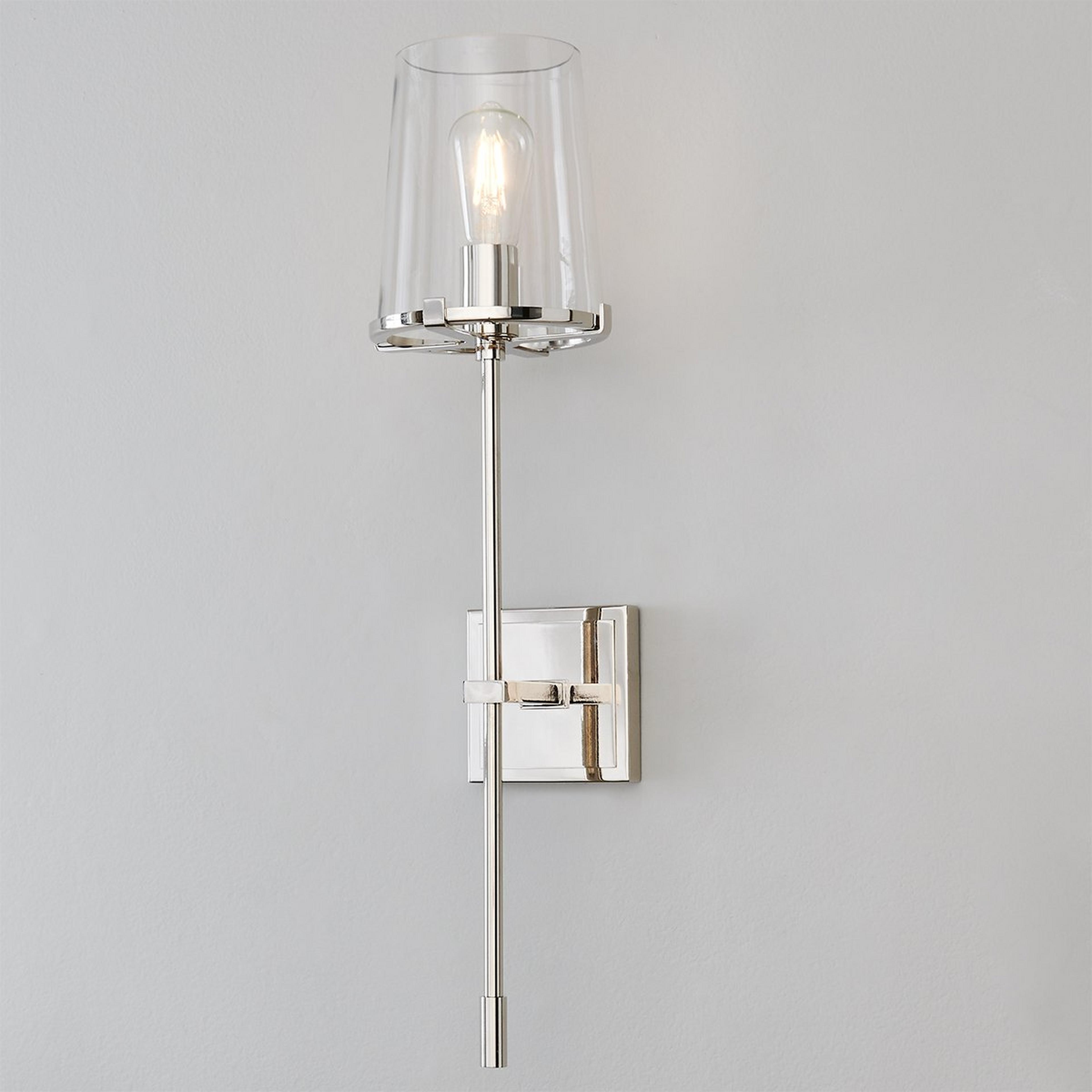 A Santhos Sconce with Polished Nickel / Clear Glass color