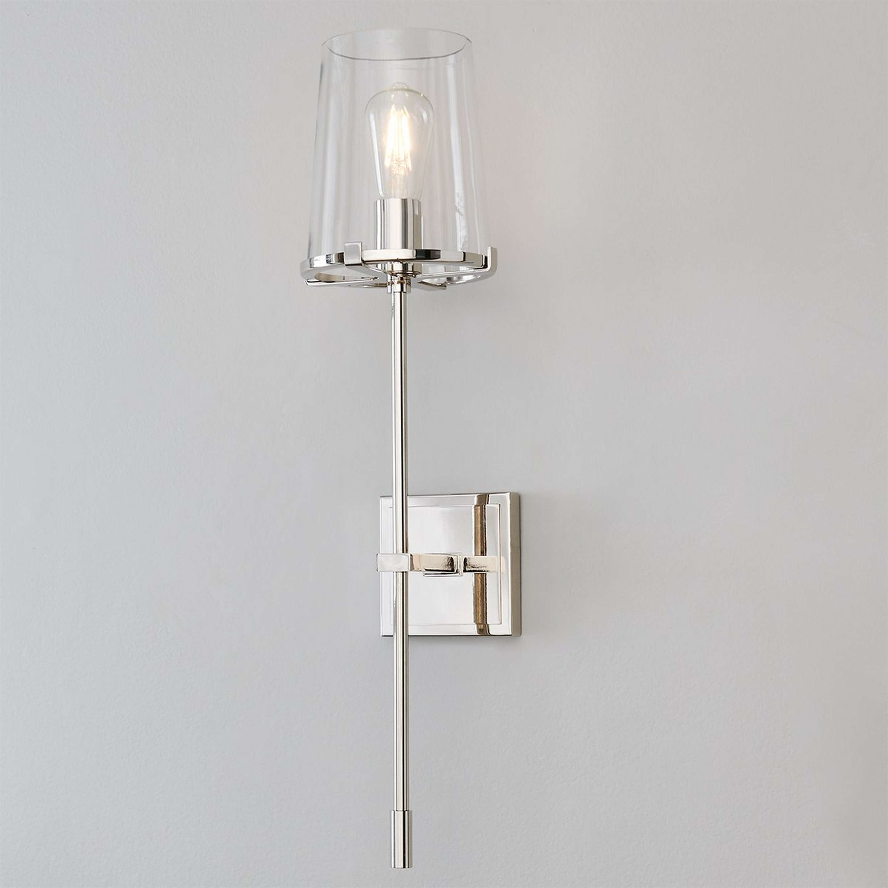 A Santhos Sconce with Polished Nickel / Clear Glass color
