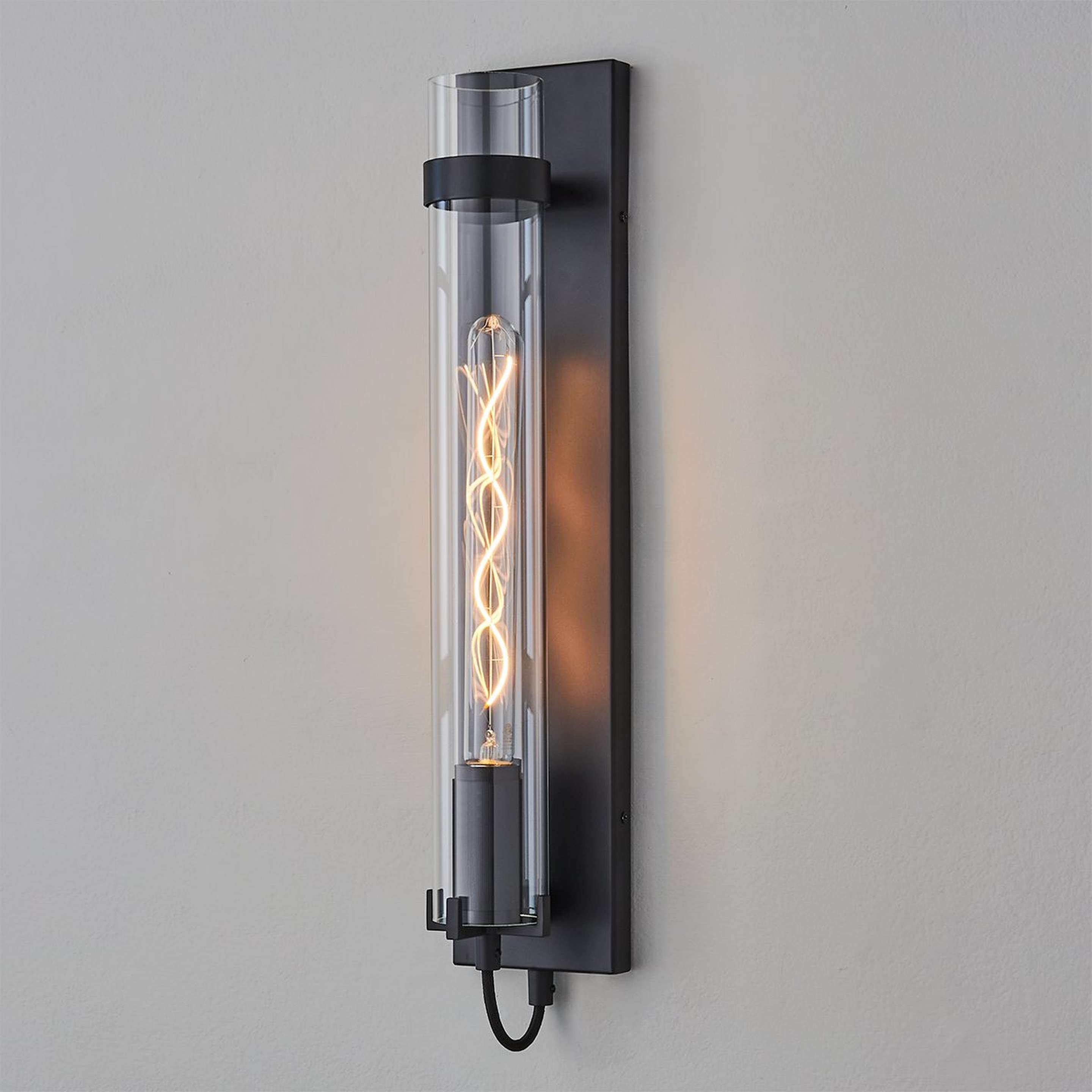 A Pronged Sconce - Large - Clear with Black / Clear Glass color