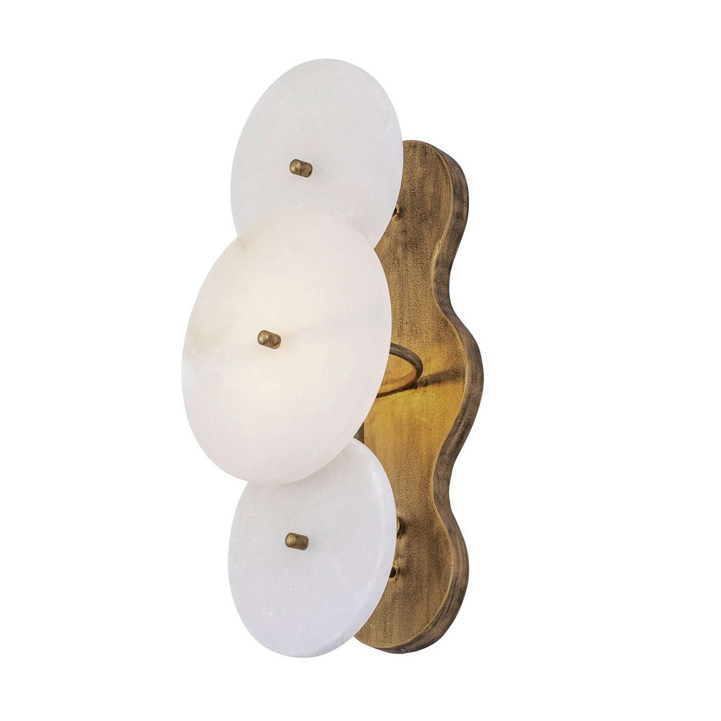 A Lumovas Sconce with Aged Gold / Alabaster Discs color