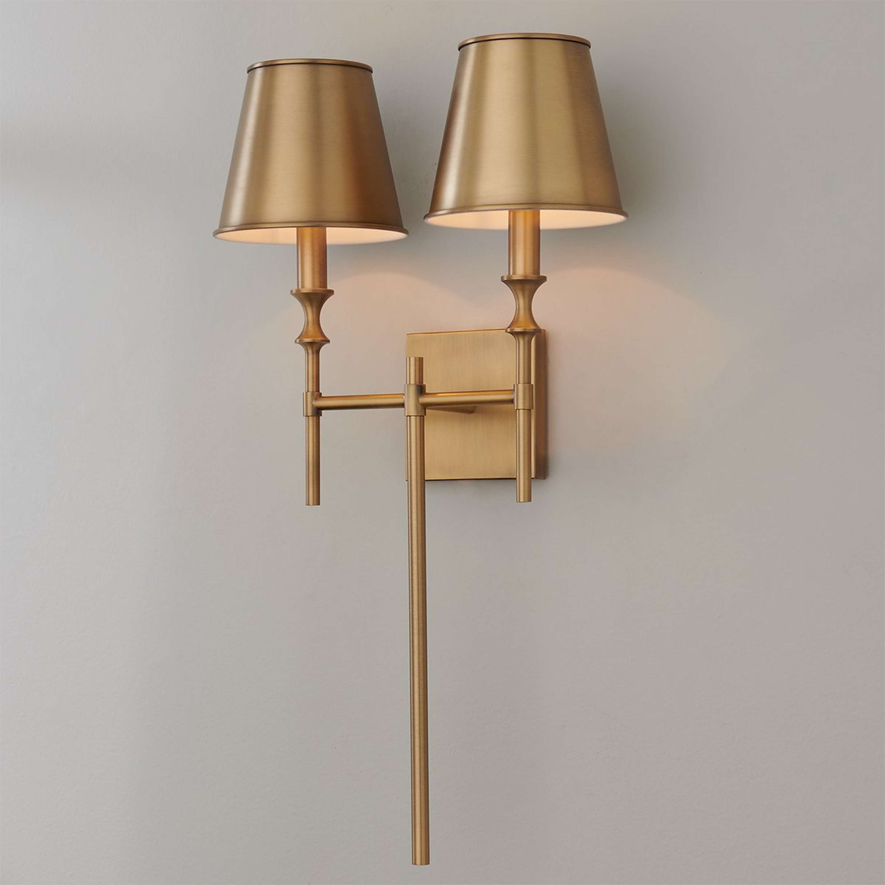 A Antigue Double Sconce with Aged Brass color