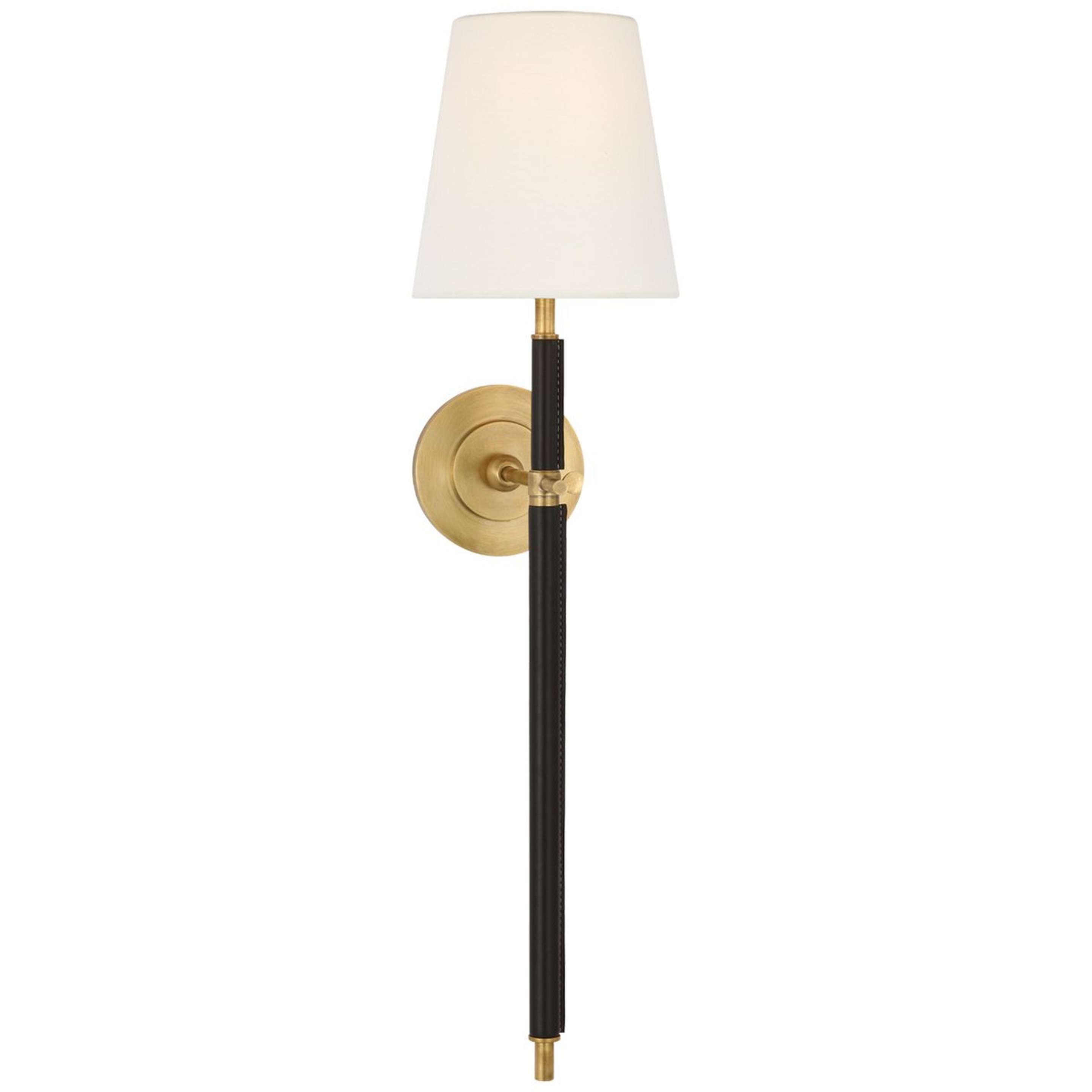 A Soho Leather Tall Sconce - 1 Light with Antique Brass / Chocolate Leather color