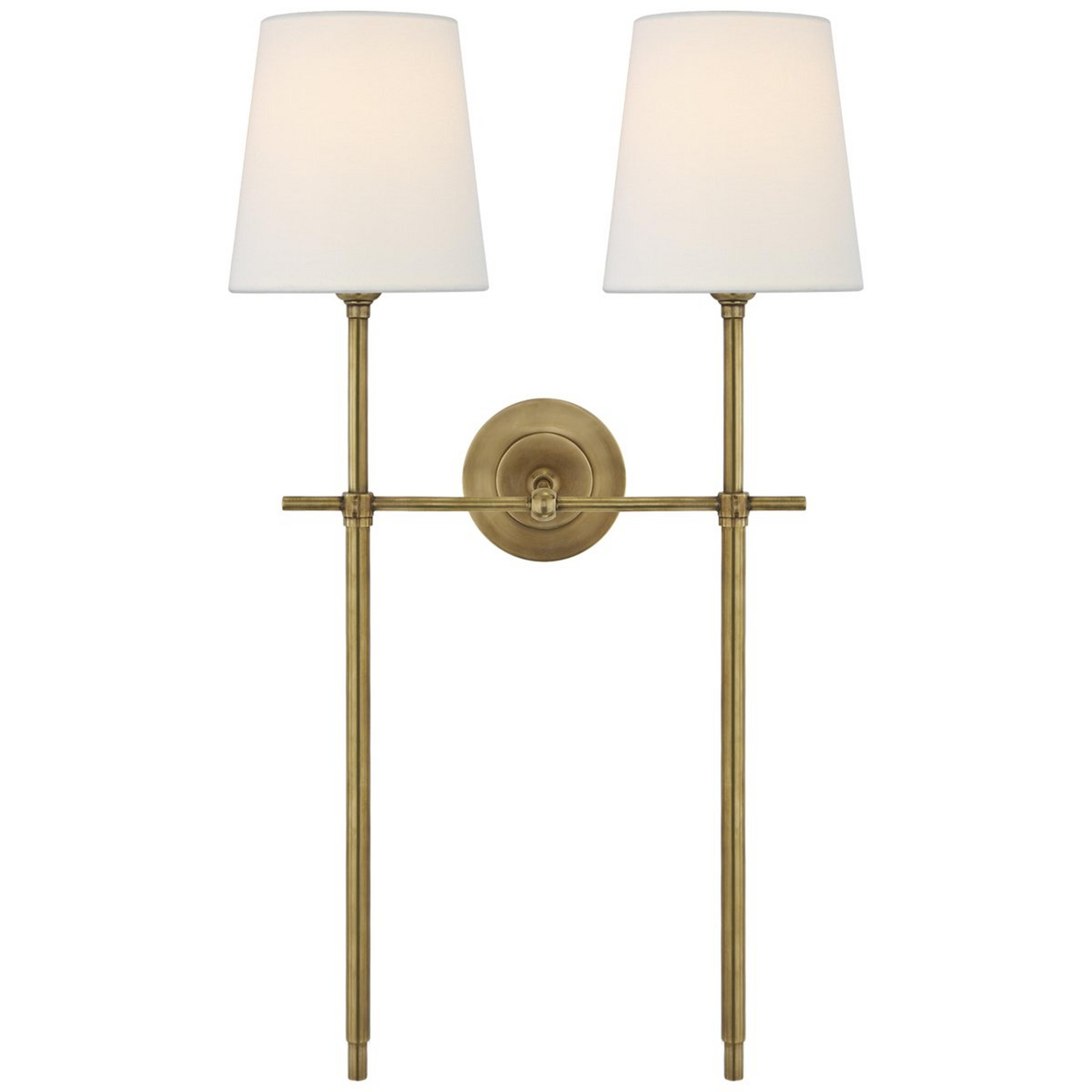 A Soho Tall Sconce - 2 Light with Antique Brass  color