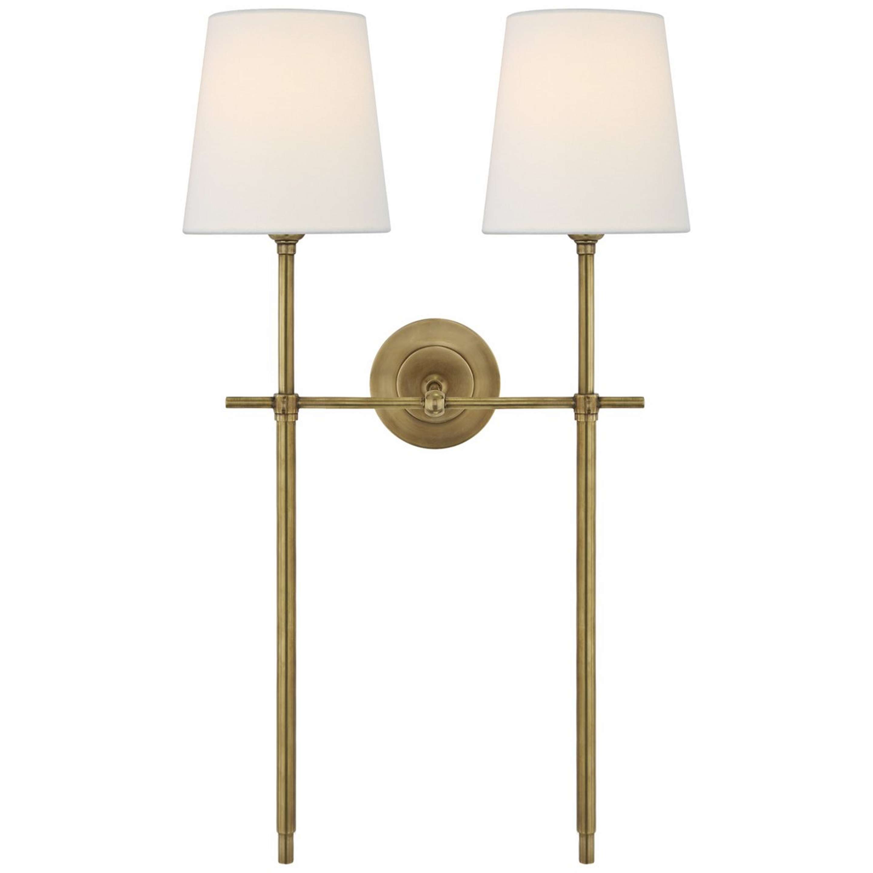 A Soho Tall Sconce - 2 Light with Antique Brass color