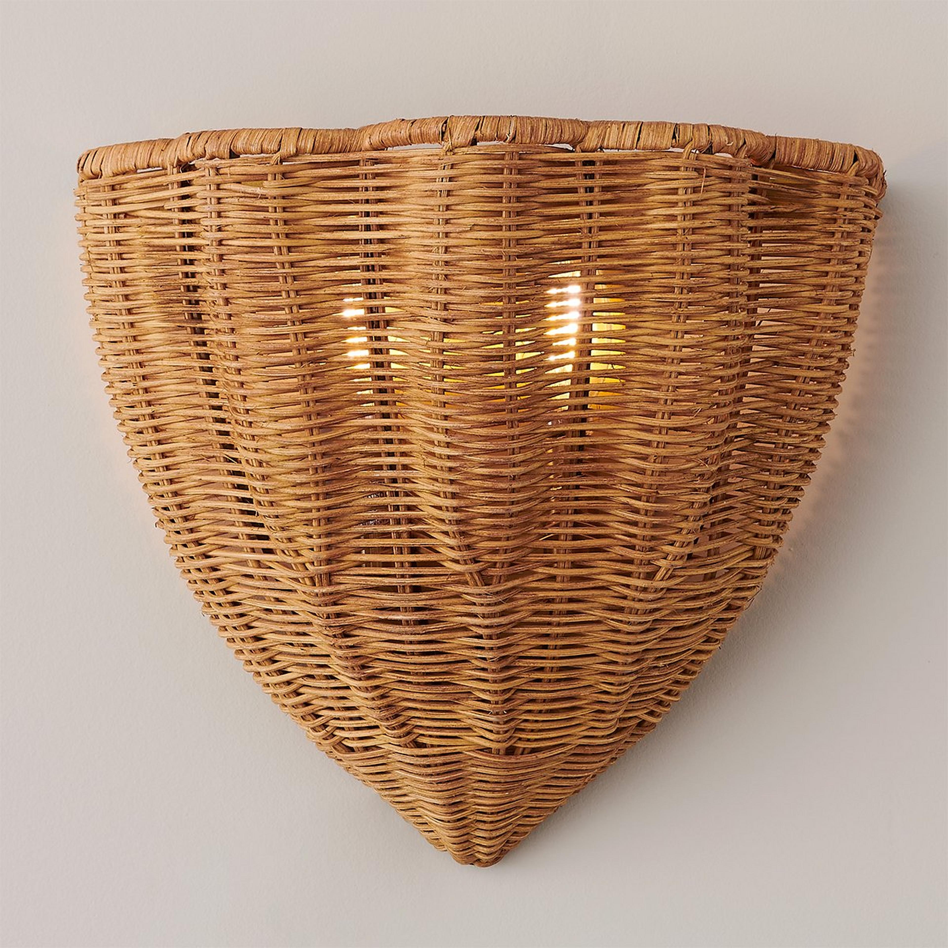 A Chris Loves Julia Greta Sconce with Aged Brass / Rattan color