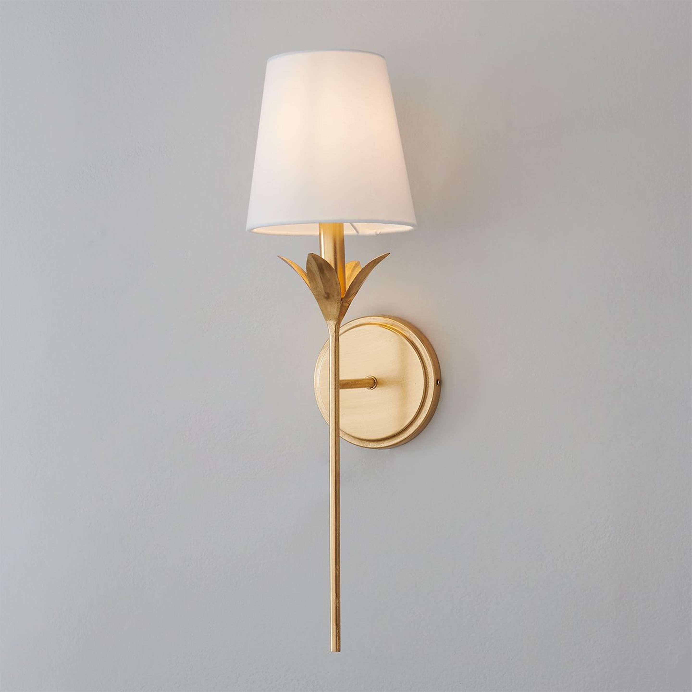 A Olive Leaf Stem Sconce - 1 Light with Antique Gold color