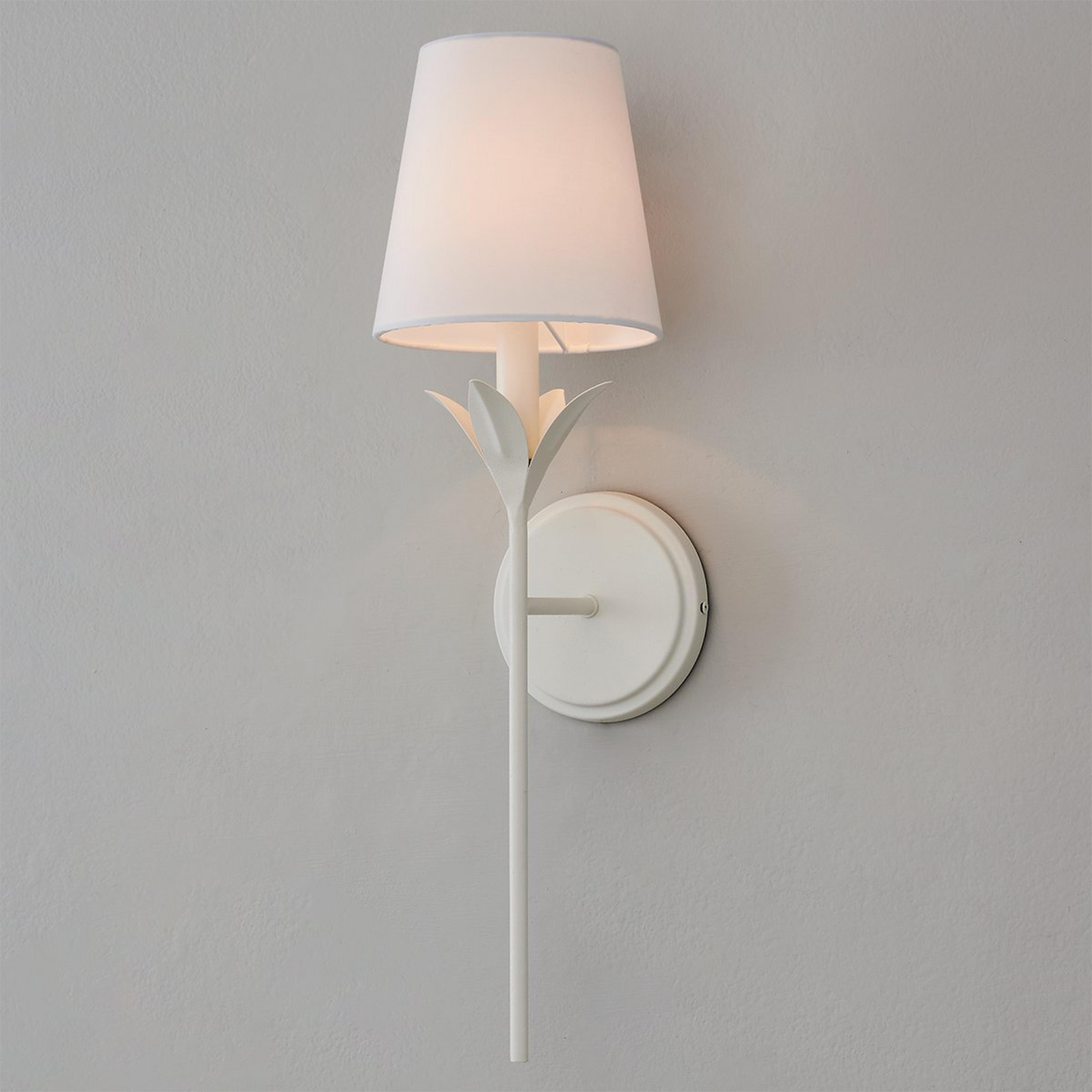 A Olive Leaf Stem Sconce - 1 Light with Matte White color