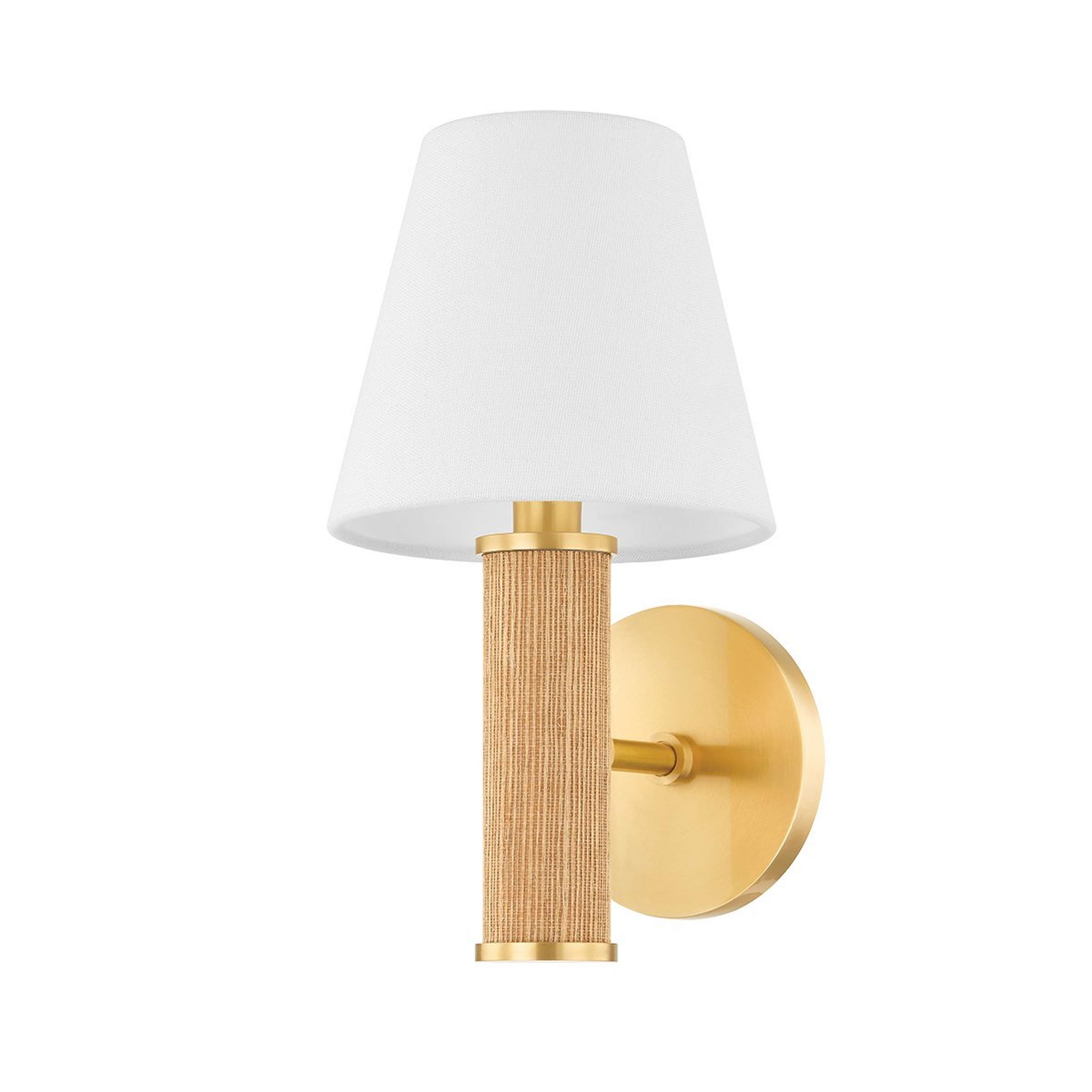 A Bonneau Sconce - 1 Light with Aged Brass / Grasscloth color