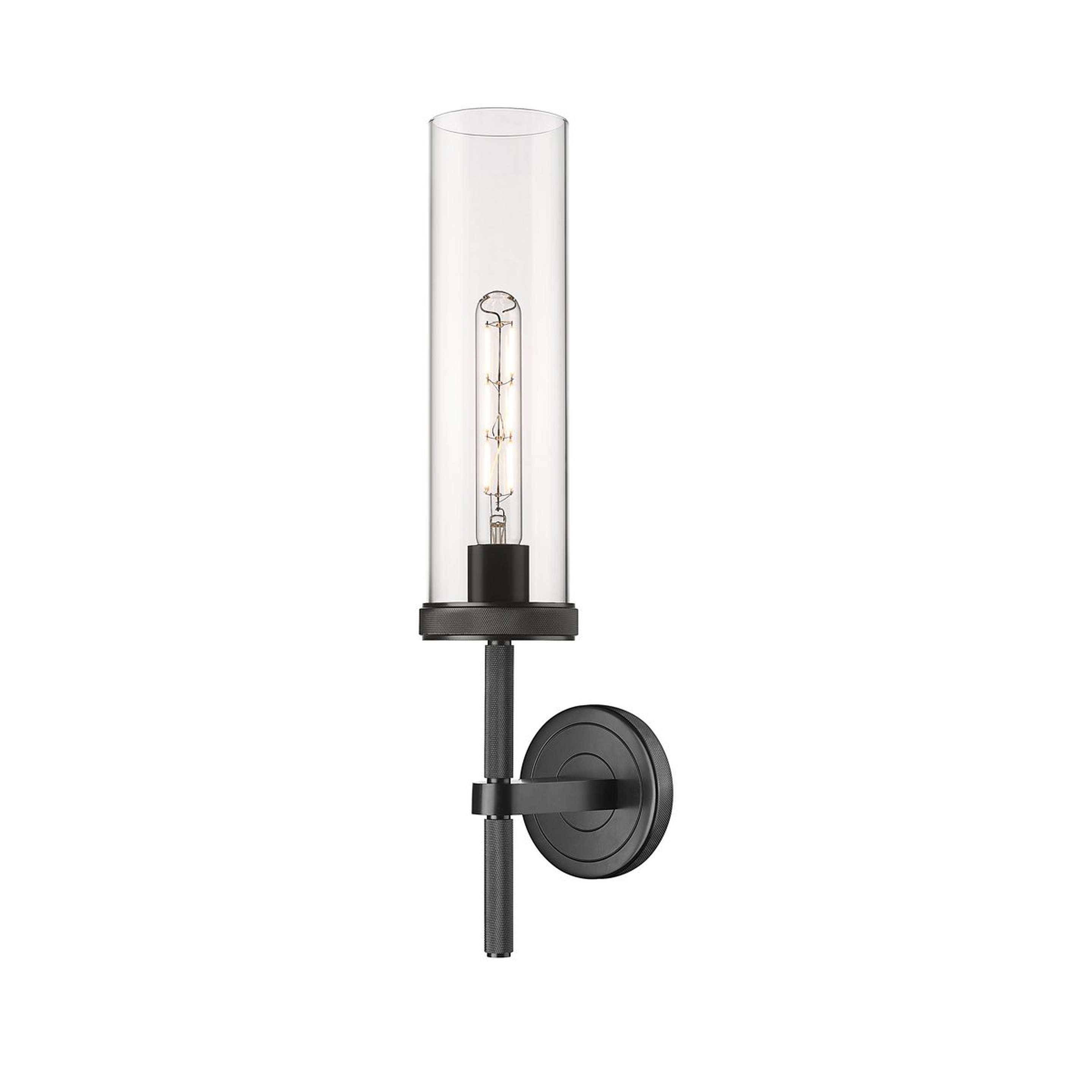 A Styria Clear Glass Sconce with Matte Black / Clear Glass color