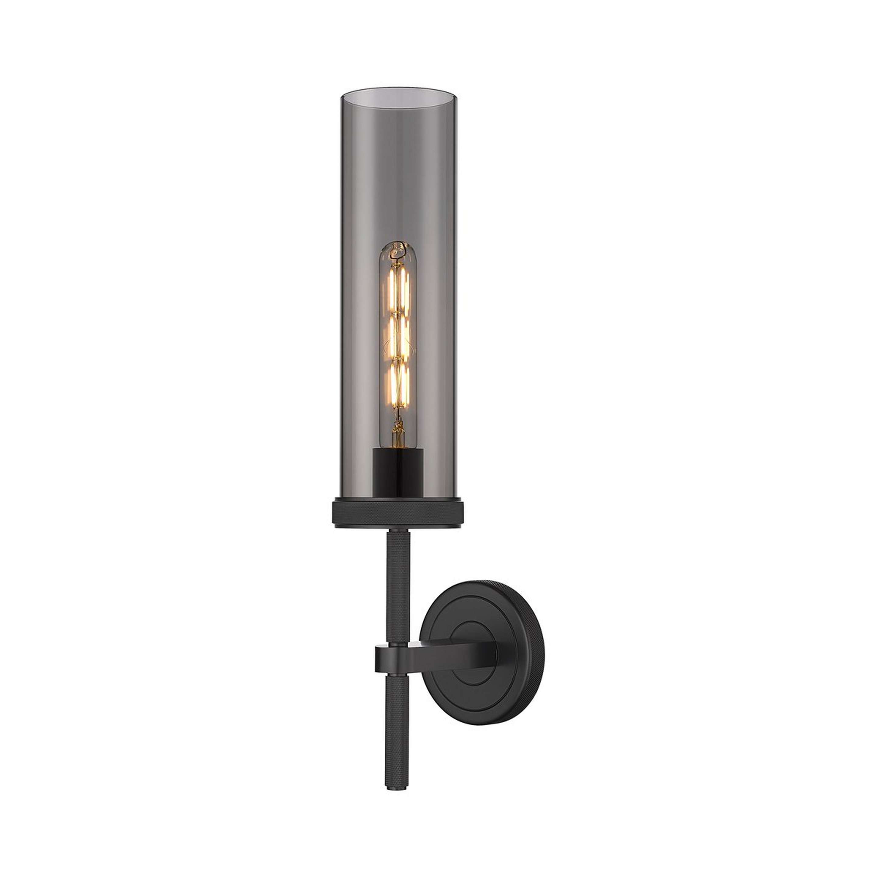 A Styria Smoked Glass Sconce with Matte Black / Smoked Glass color