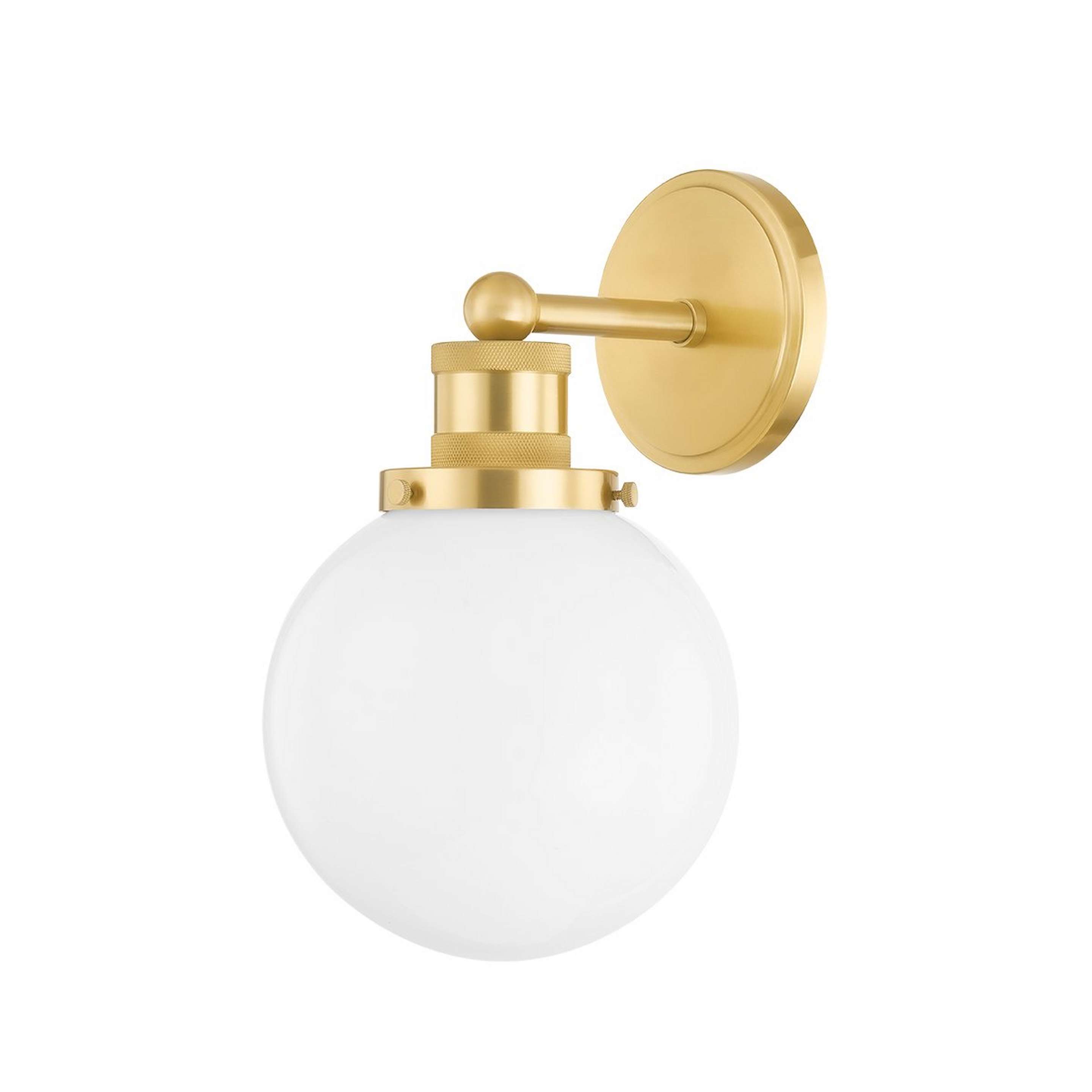 A Chambers Globe Sconce with Brass / White Glass color