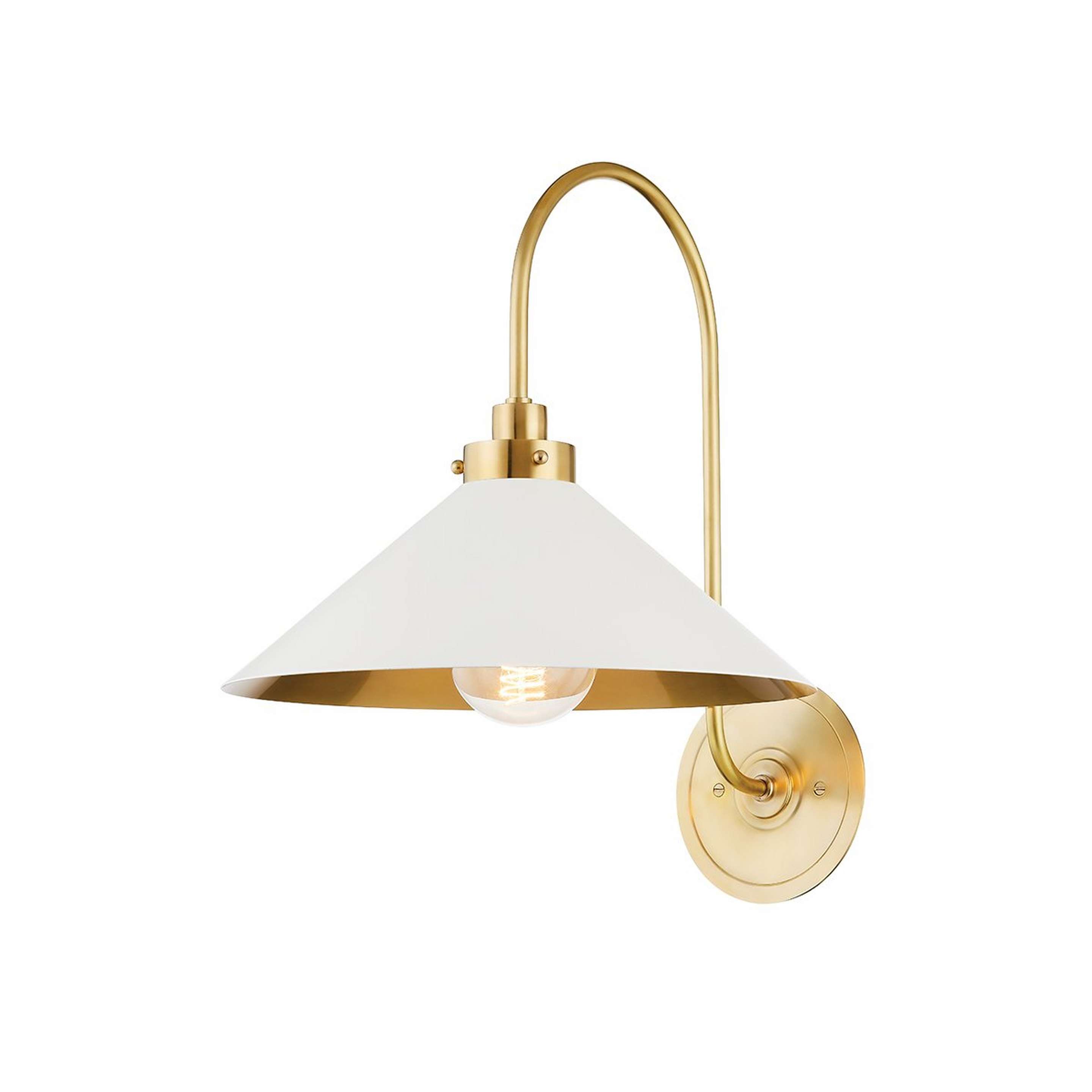 A Mindy Sconce with Aged Brass / Off-White color