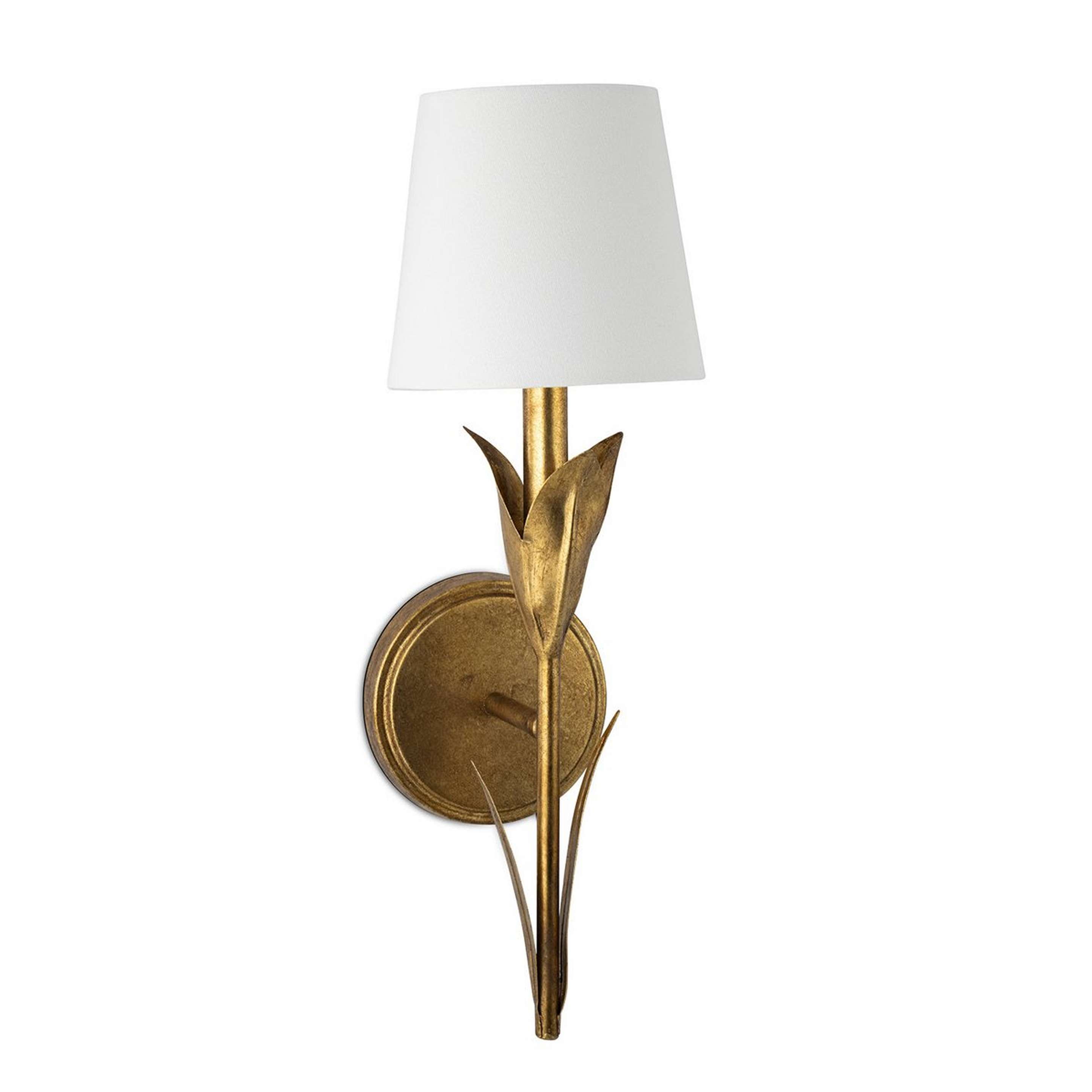 A Eudora Sconce with Gold Leaf color