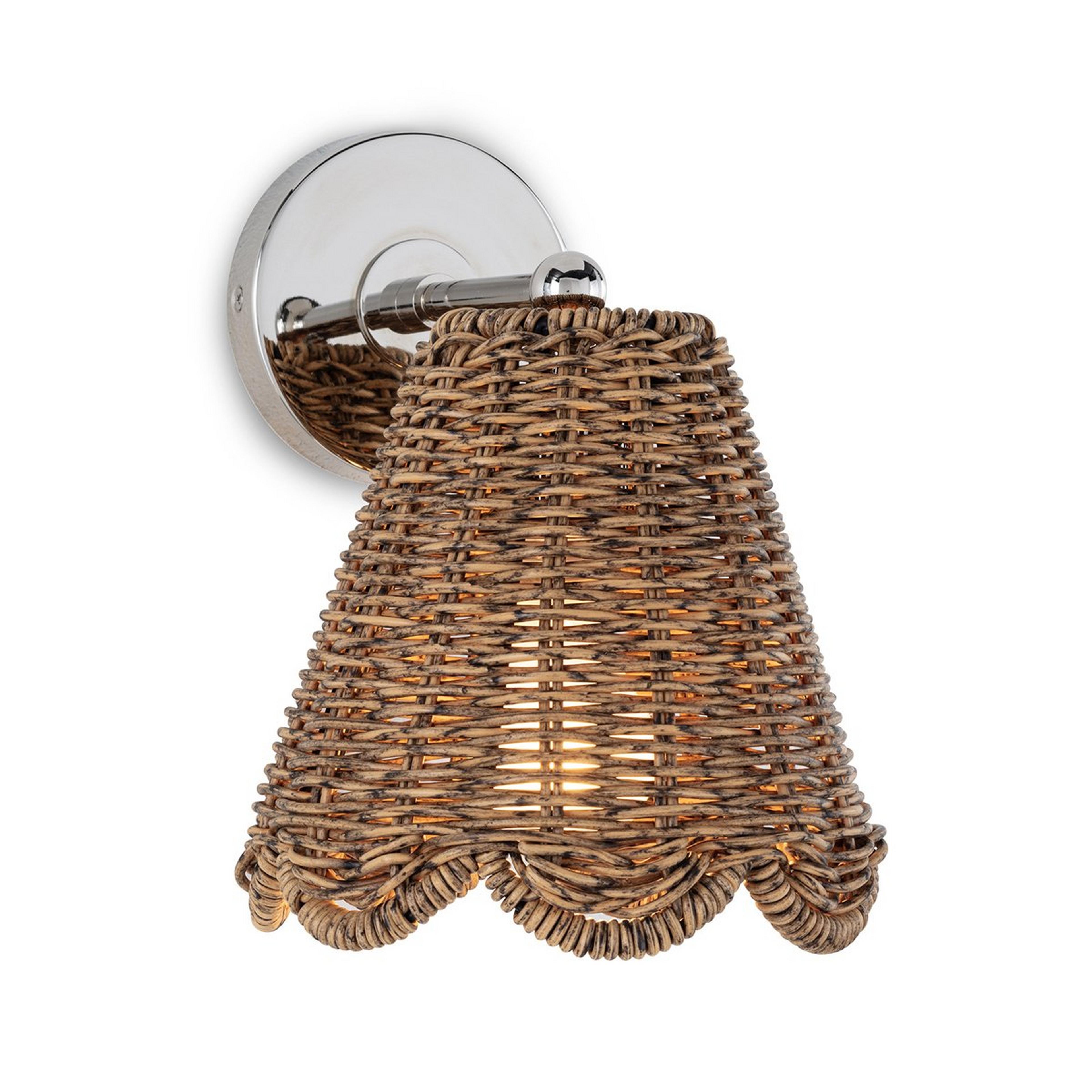 A Shelby Sconce with Polished Nickel / Faux Rattan color