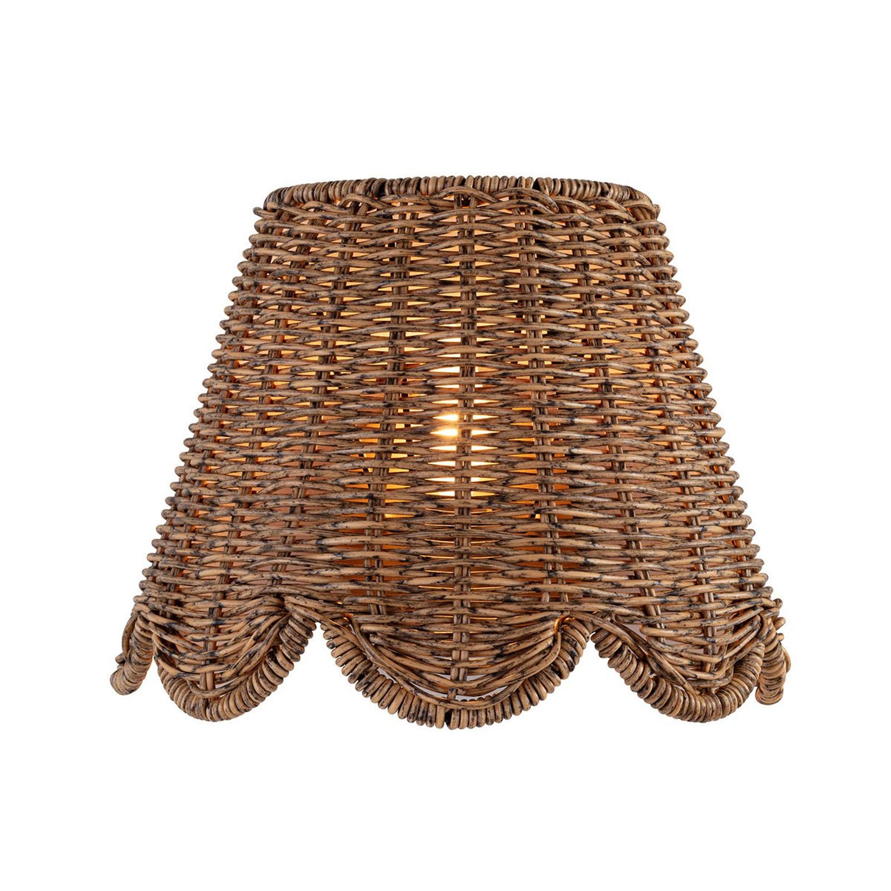A Shelby Pocket Sconce with Natural Brass/ Faux Rattan color