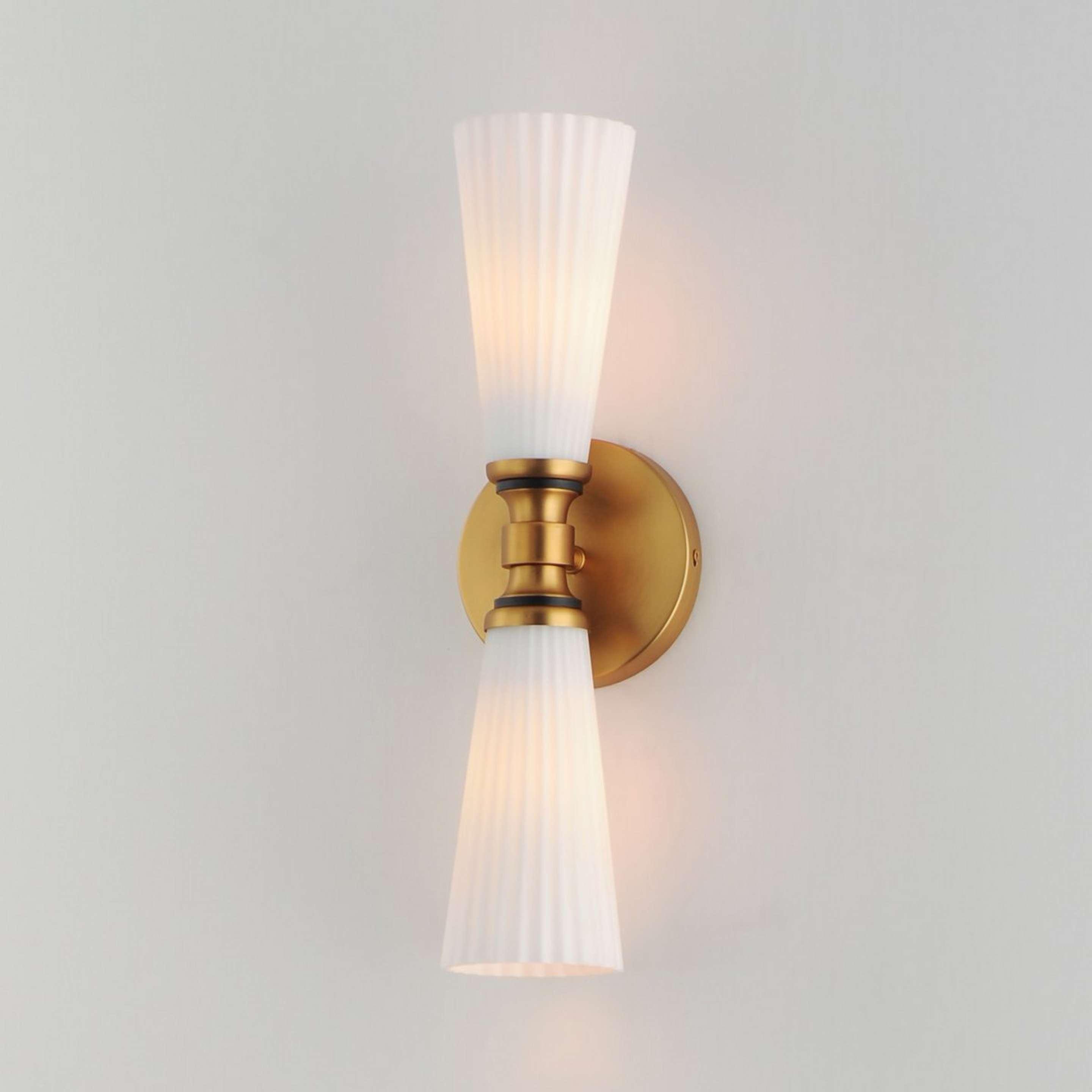 A Prenzlauer Sconce with Brass / Black / White Glass color