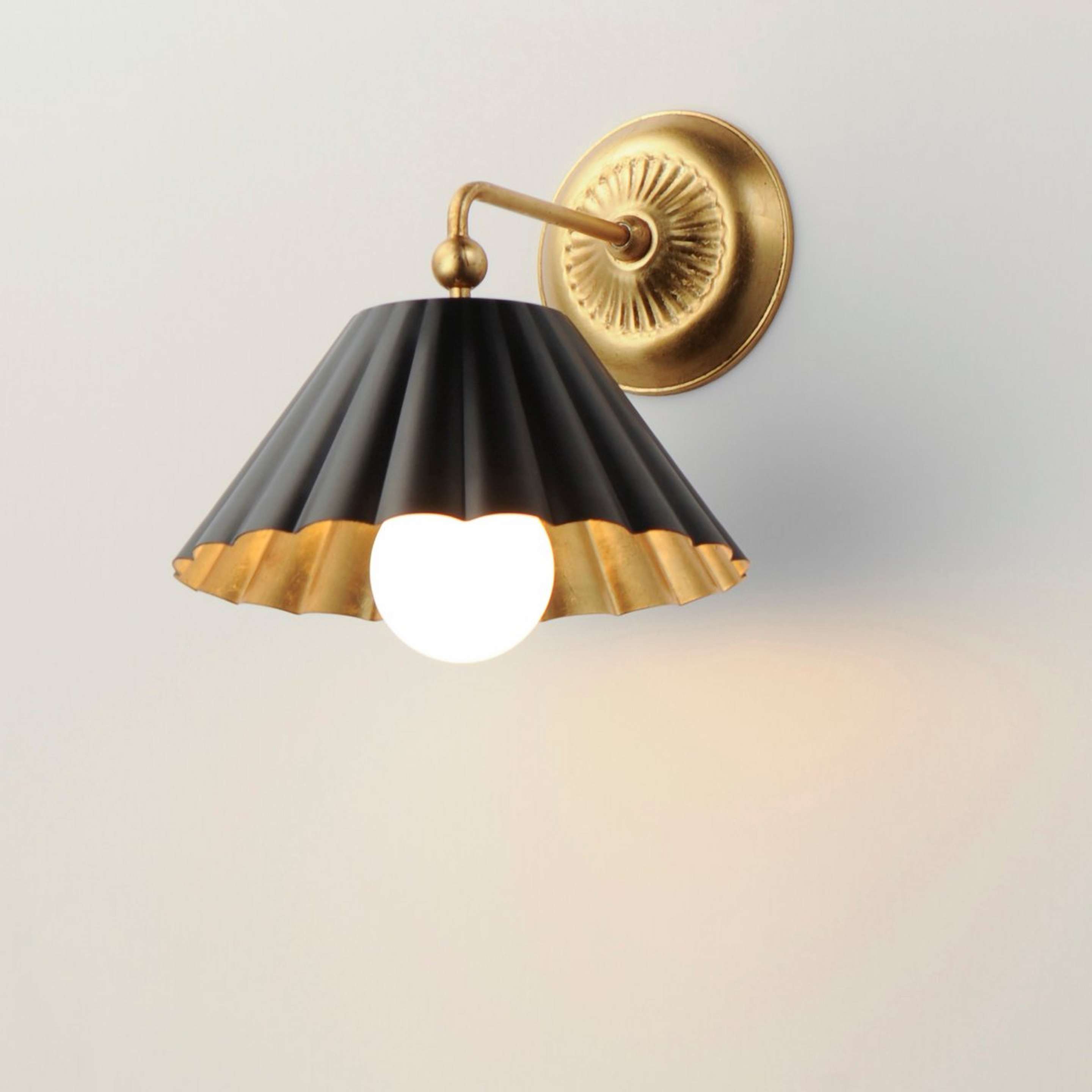 A Sarah Grace Sconce with Gold Leaf / Black color