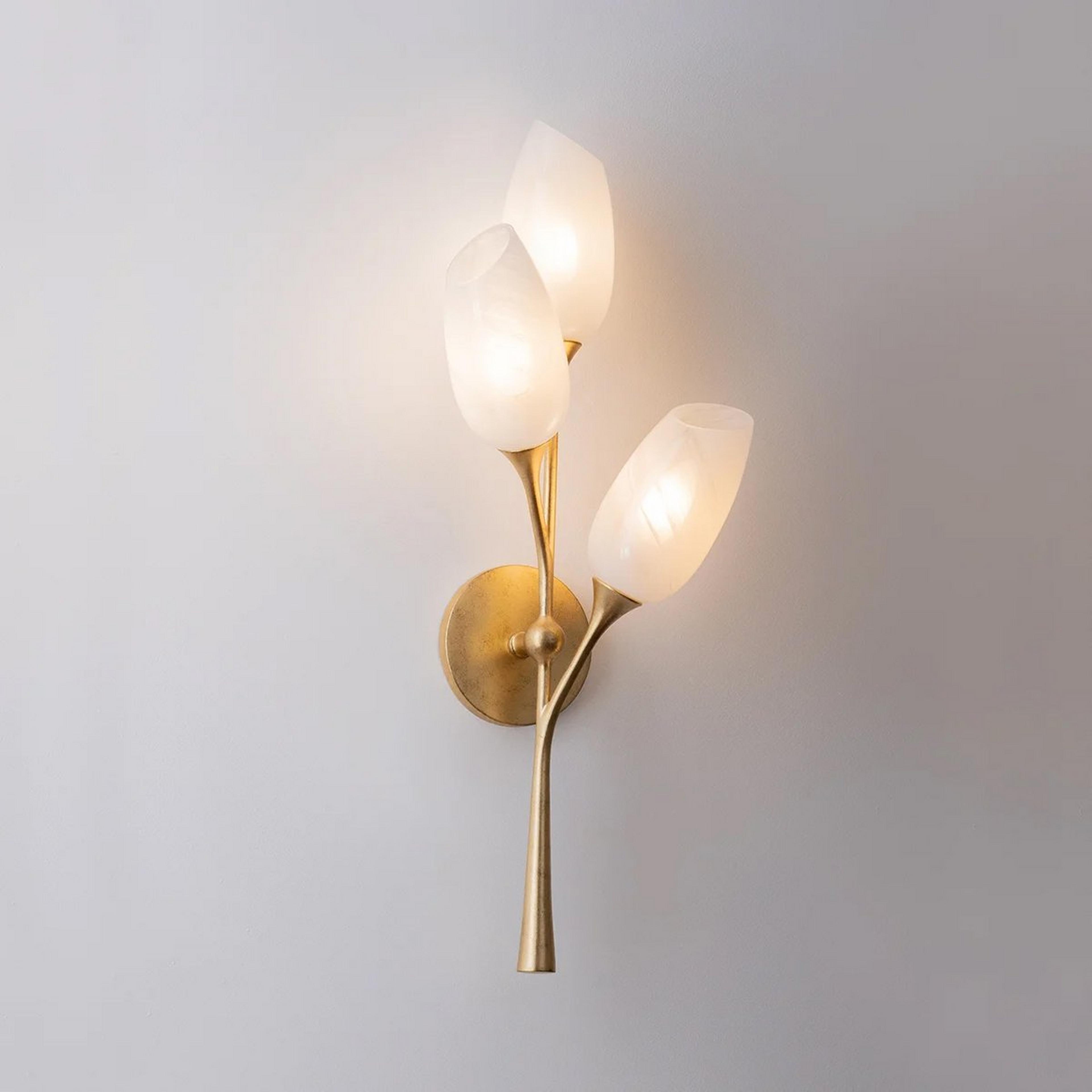 A Foxglove Sconce with Gold Leaf / White Glass color