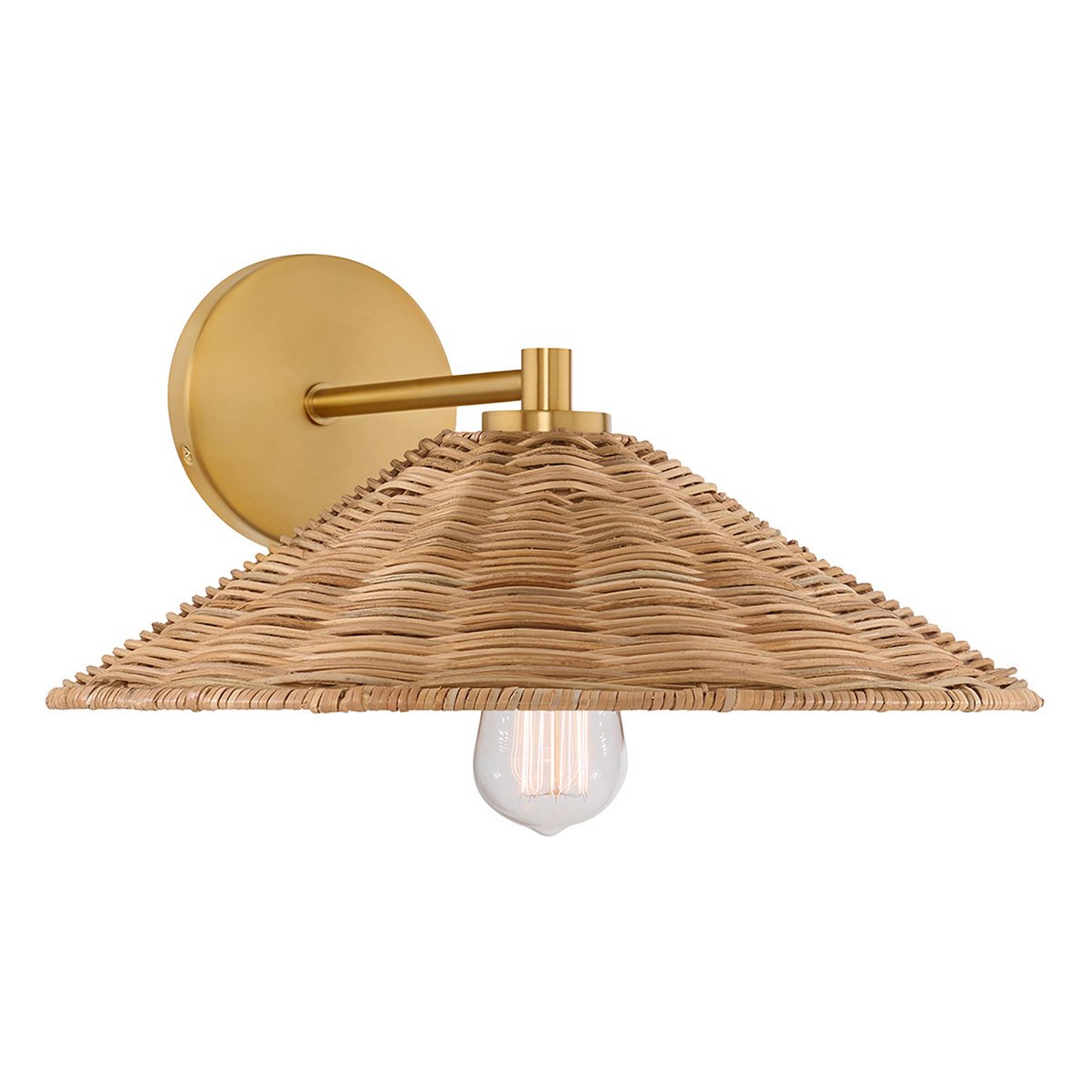 A Setareh Sconce with Natural Brass / Rattan color