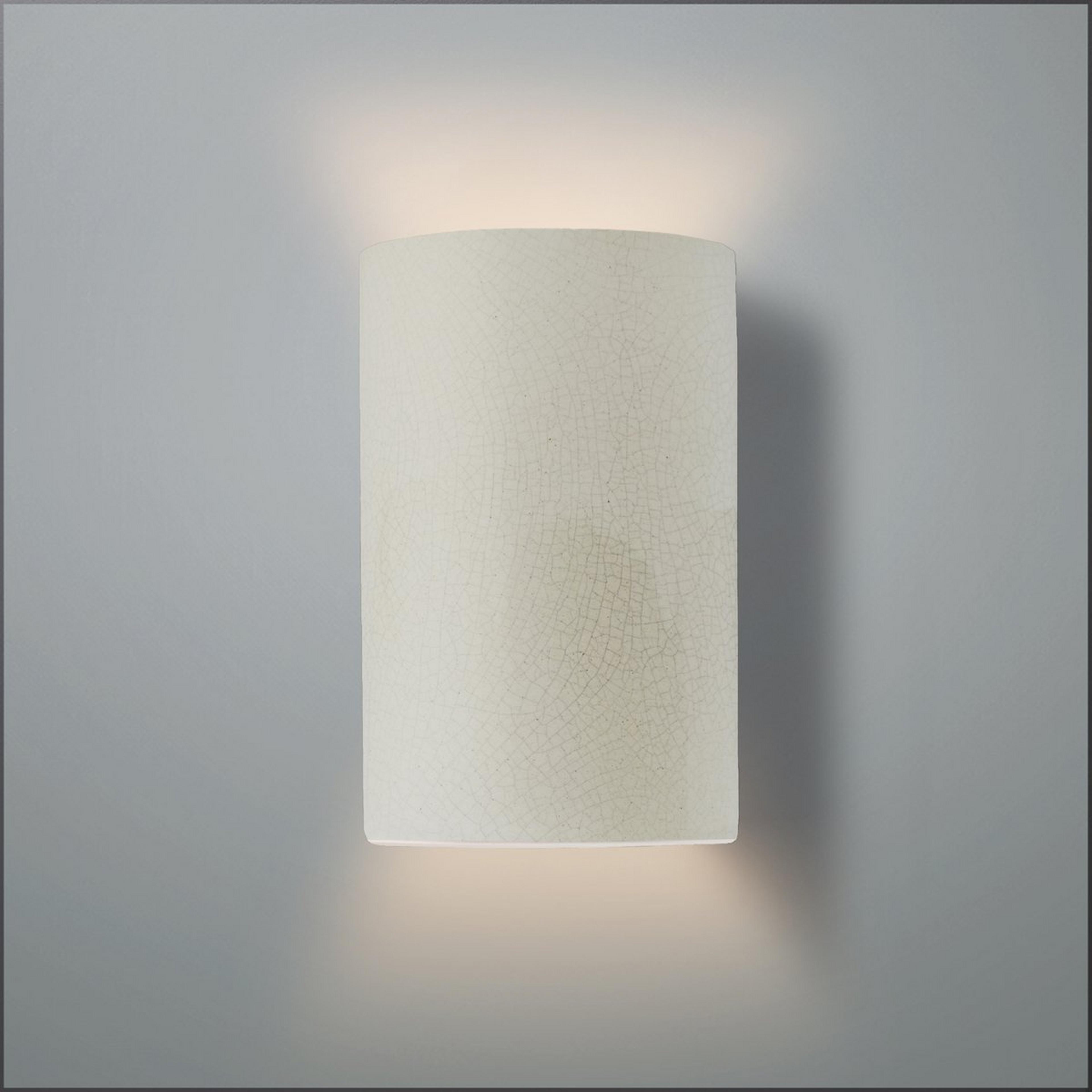 A Ceramic Cylinder Sconce - Large - Crackle with Crackle White color