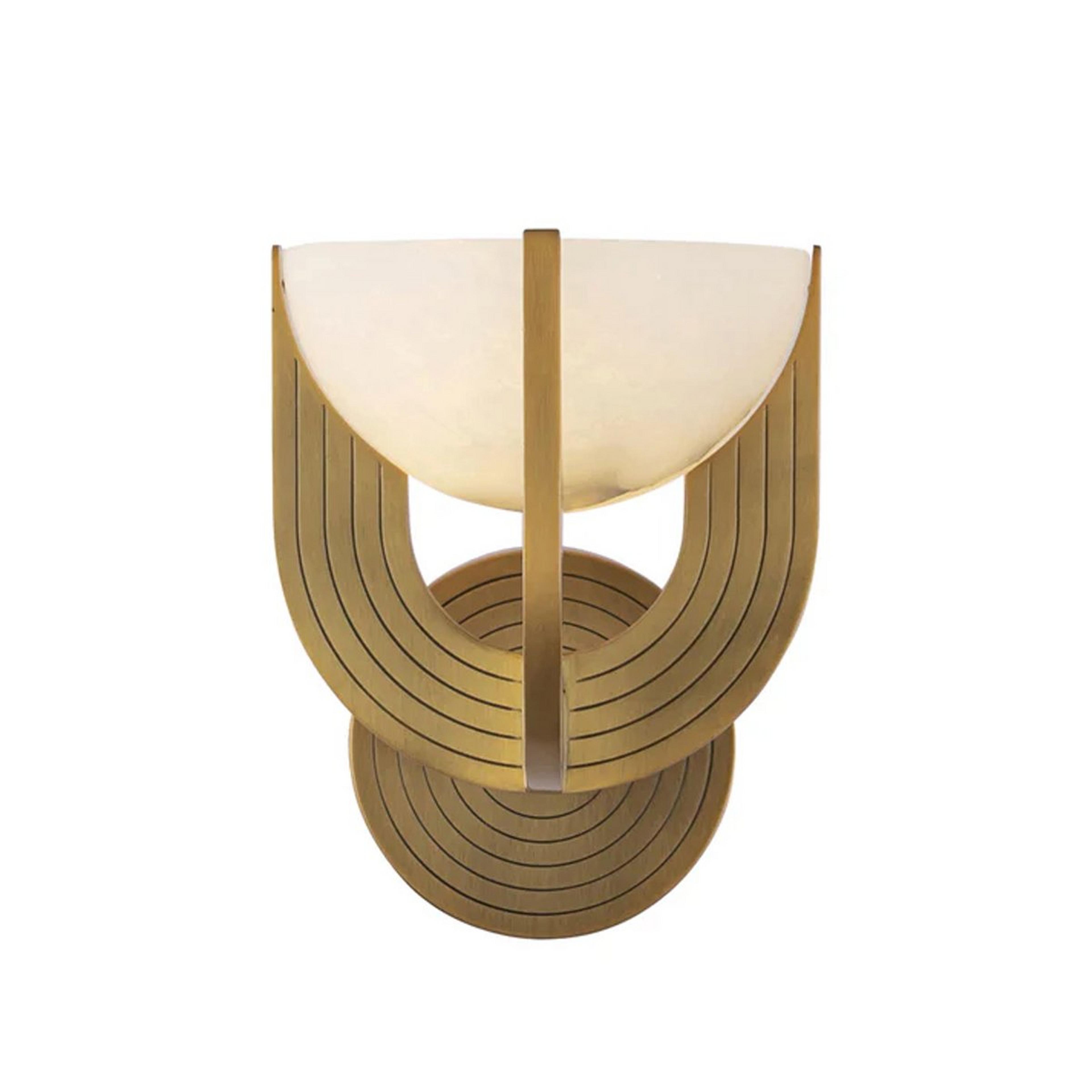 A Nete Alabaster LED Sconce with Aged Brass / Natural Alabaster color
