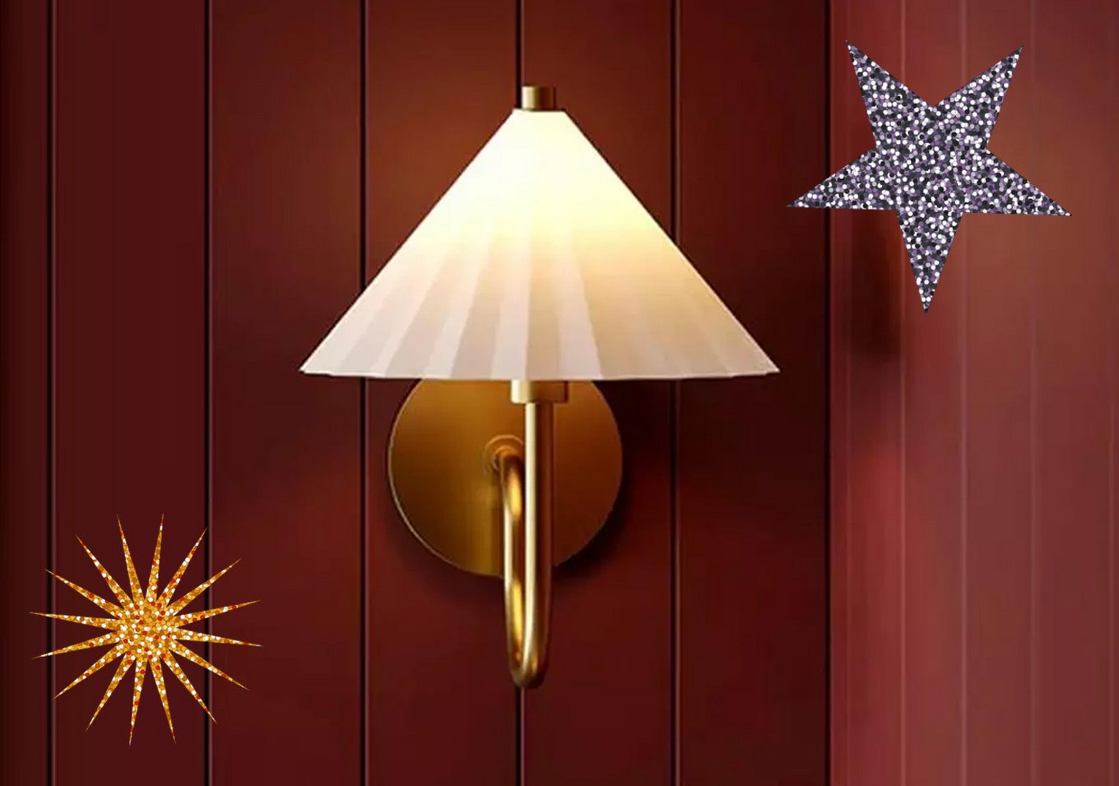 Gently Pleated Sconce on a burgundy shiplap wall
