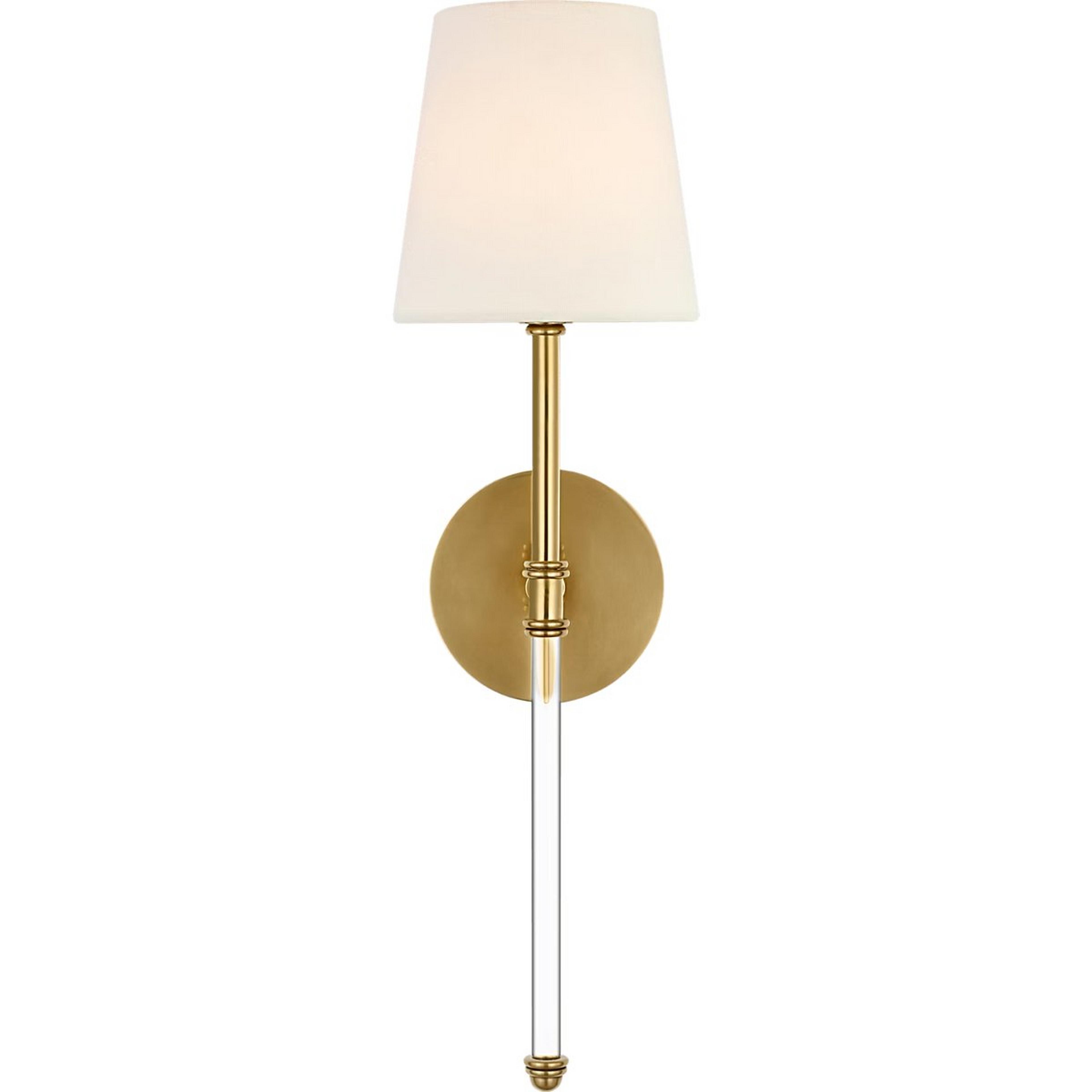 A Contemporary Shaded Rod Rechargeable LED Cordless Sconce with Antique Brass color