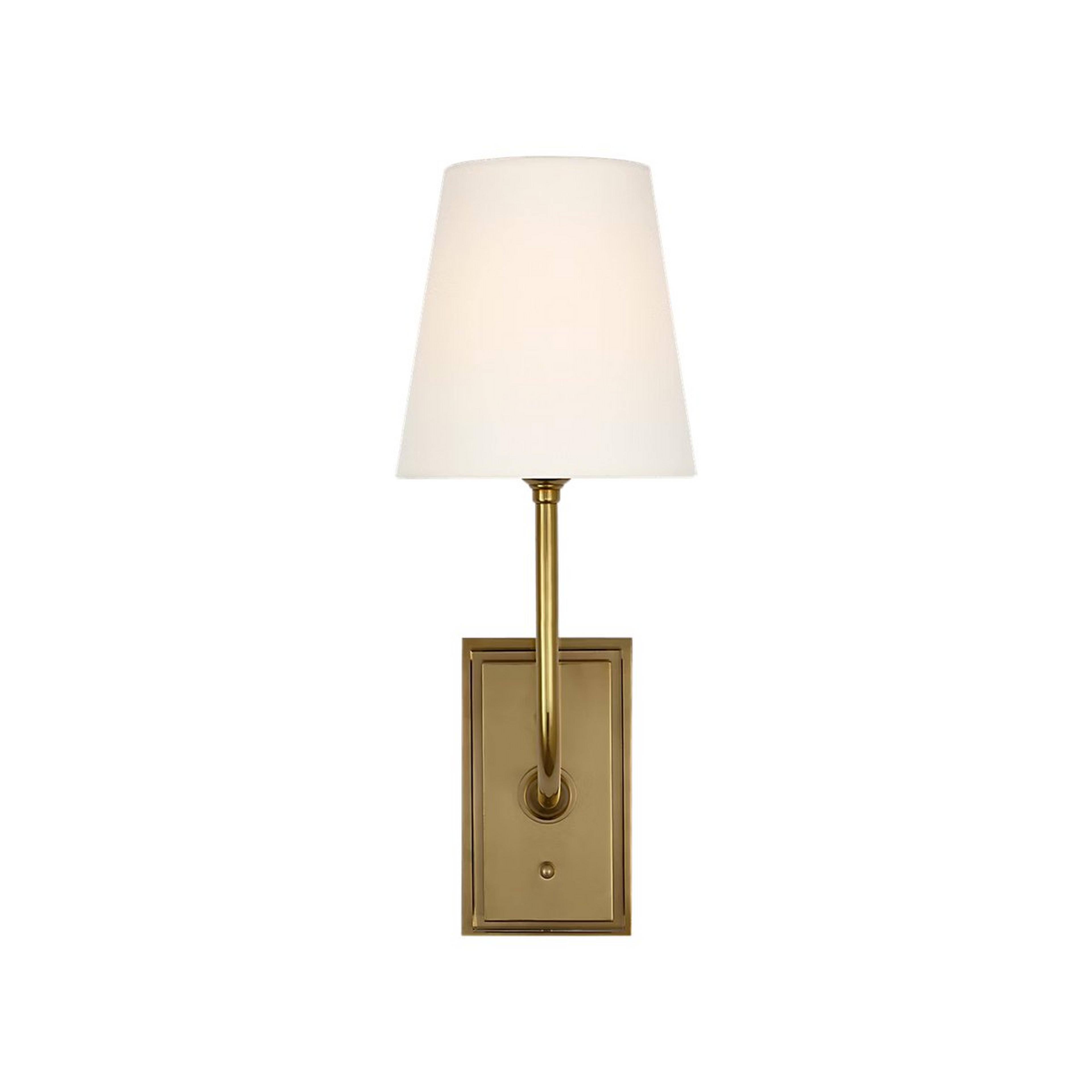A Regency Rechargeable LED Cordless Sconce - Linen with Antique Brass color