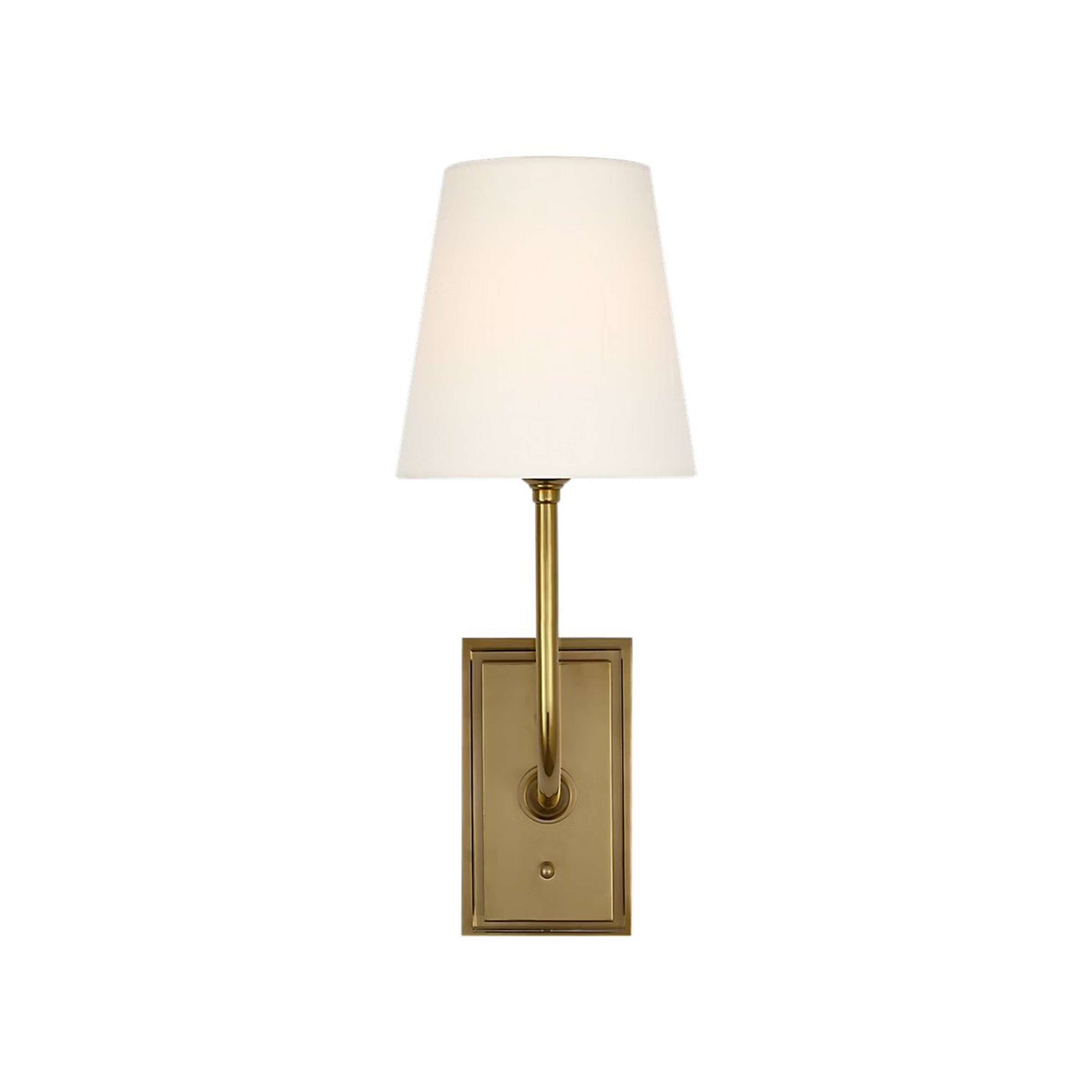 A Regency Rechargeable LED Cordless Sconce - Linen with Antique Brass color