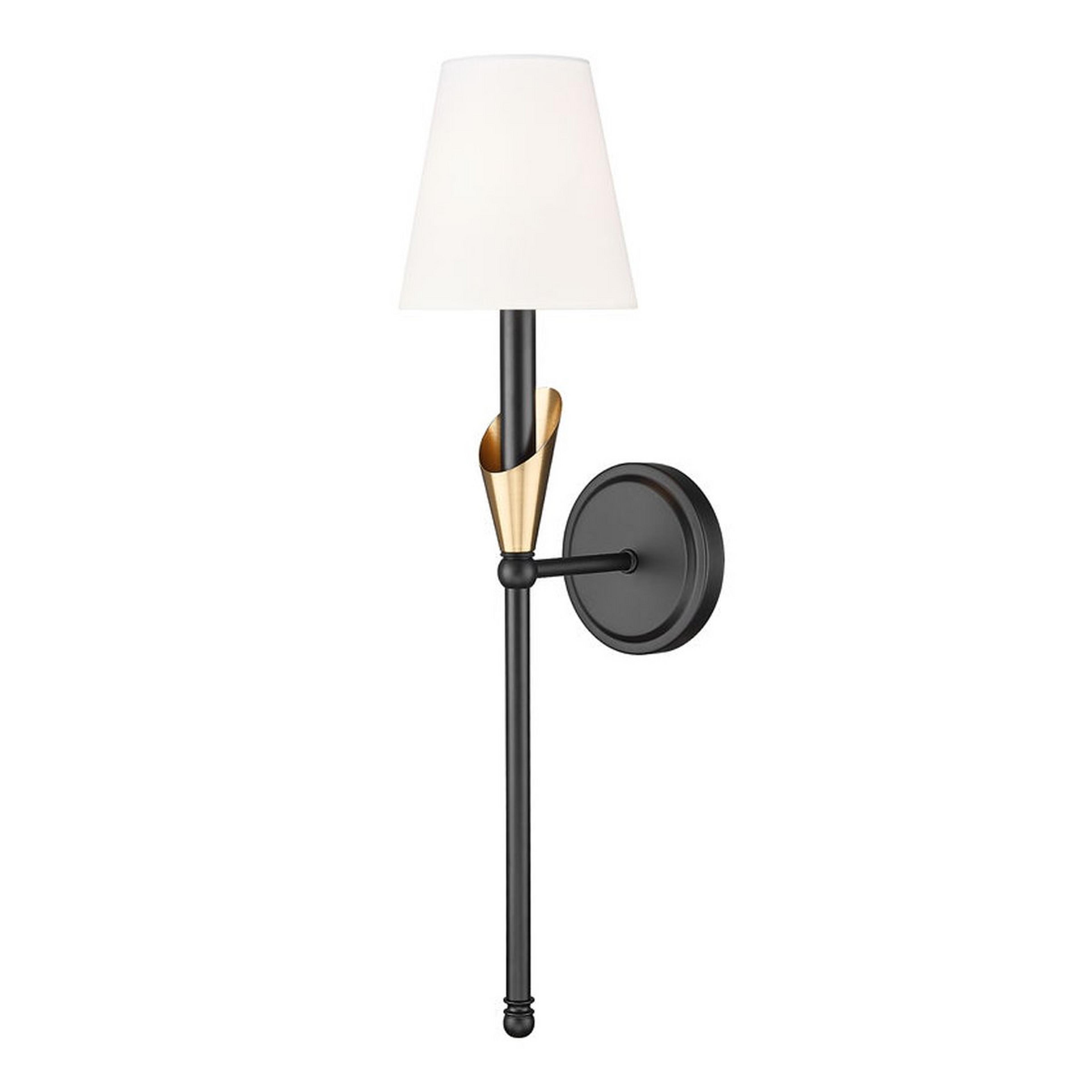 A Callithyia Tall Sconce with Matte Black / Gold color