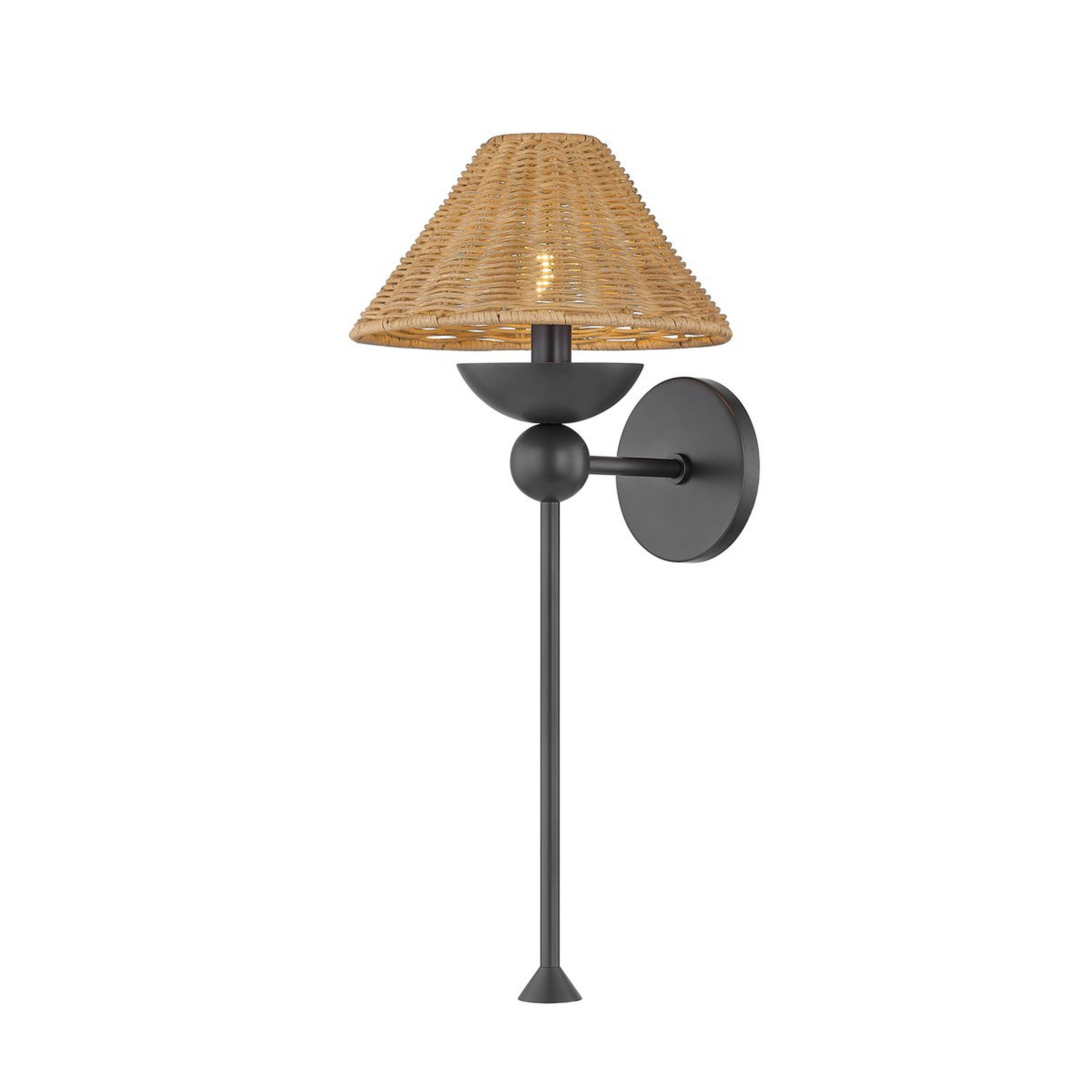 A Kimbleton Sconce with Bronze / Natural Wicker color