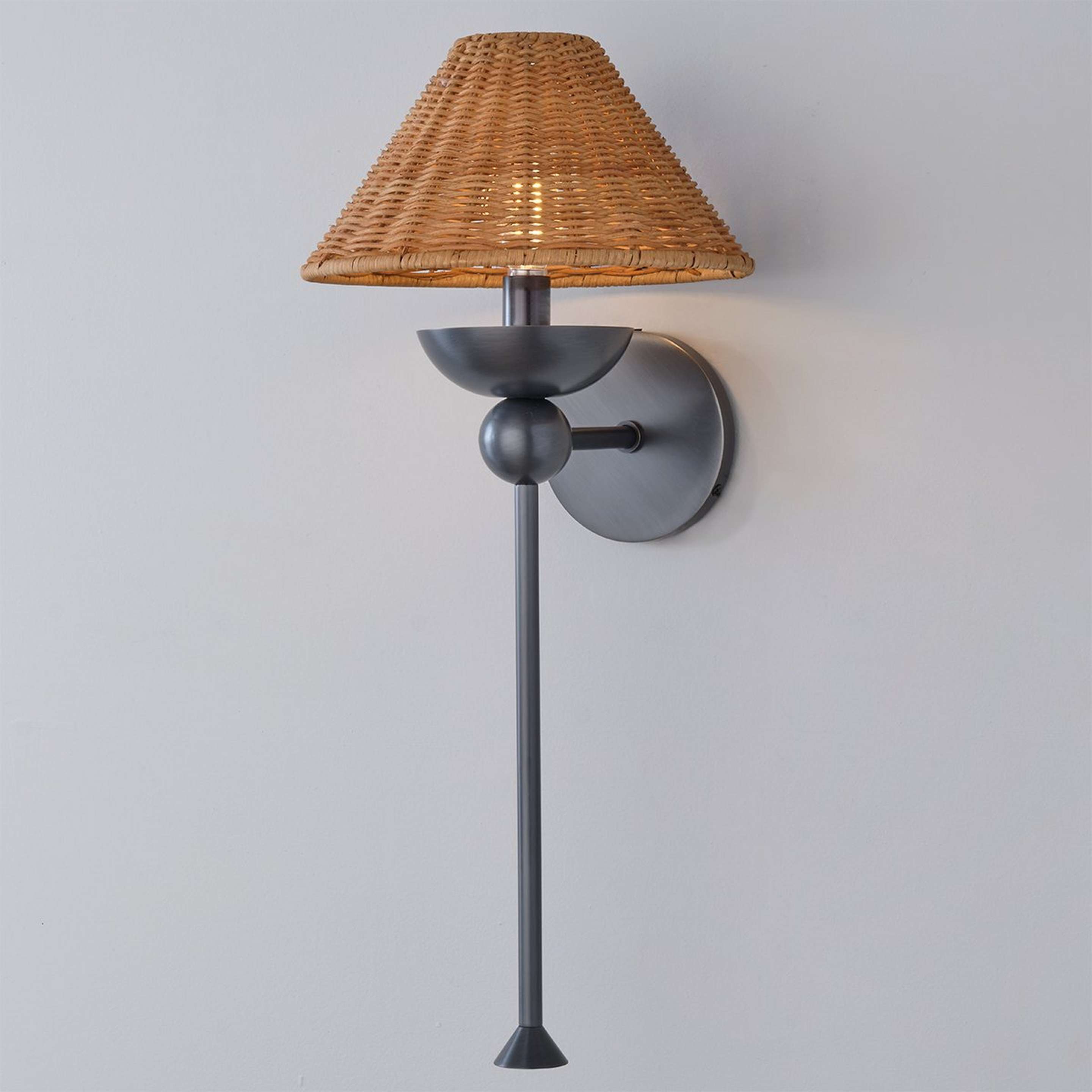 A Kimbleton Sconce with Bronze / Natural Wicker color
