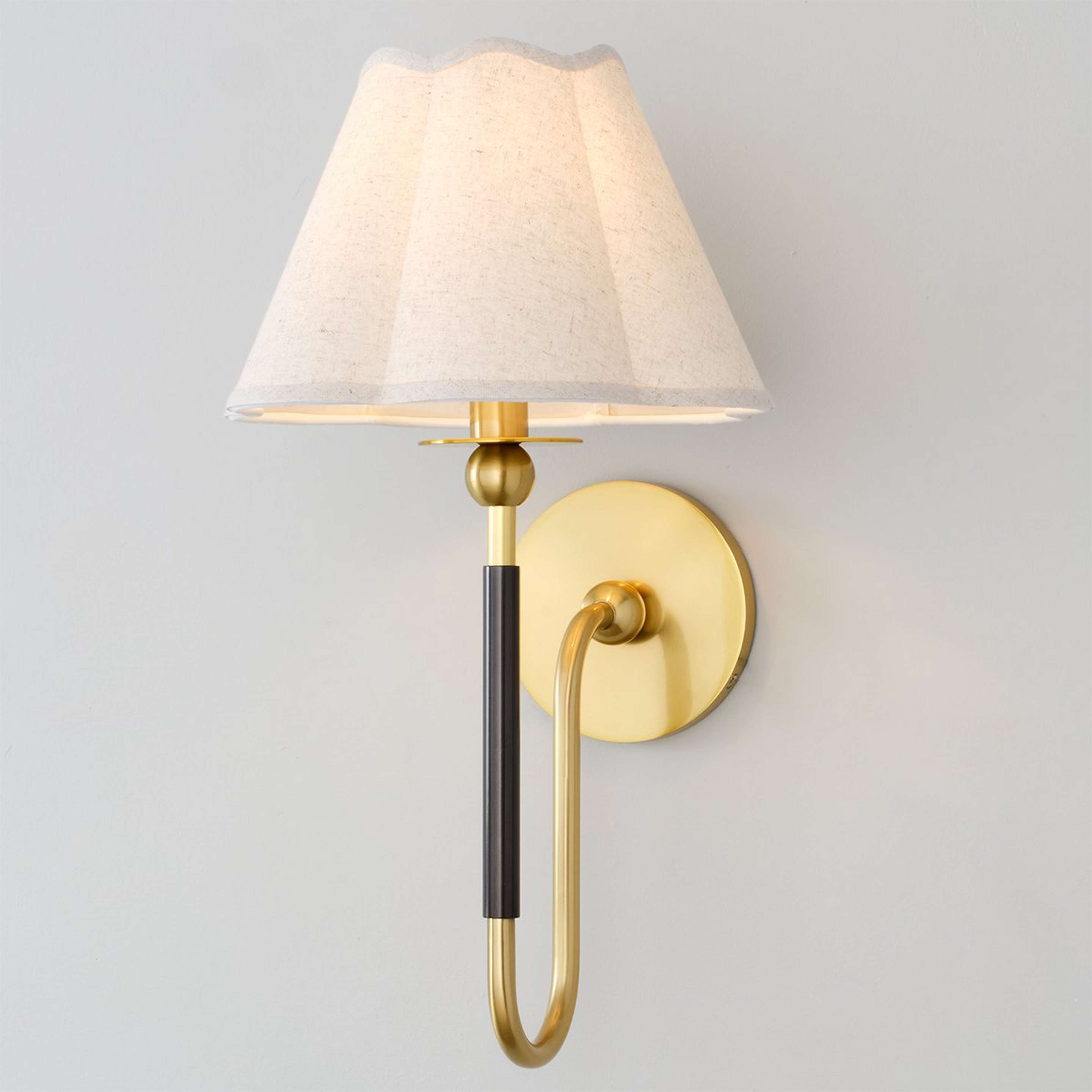 A Bryony Sconce with Aged Brass / Dark Bronze / Natural Linen color