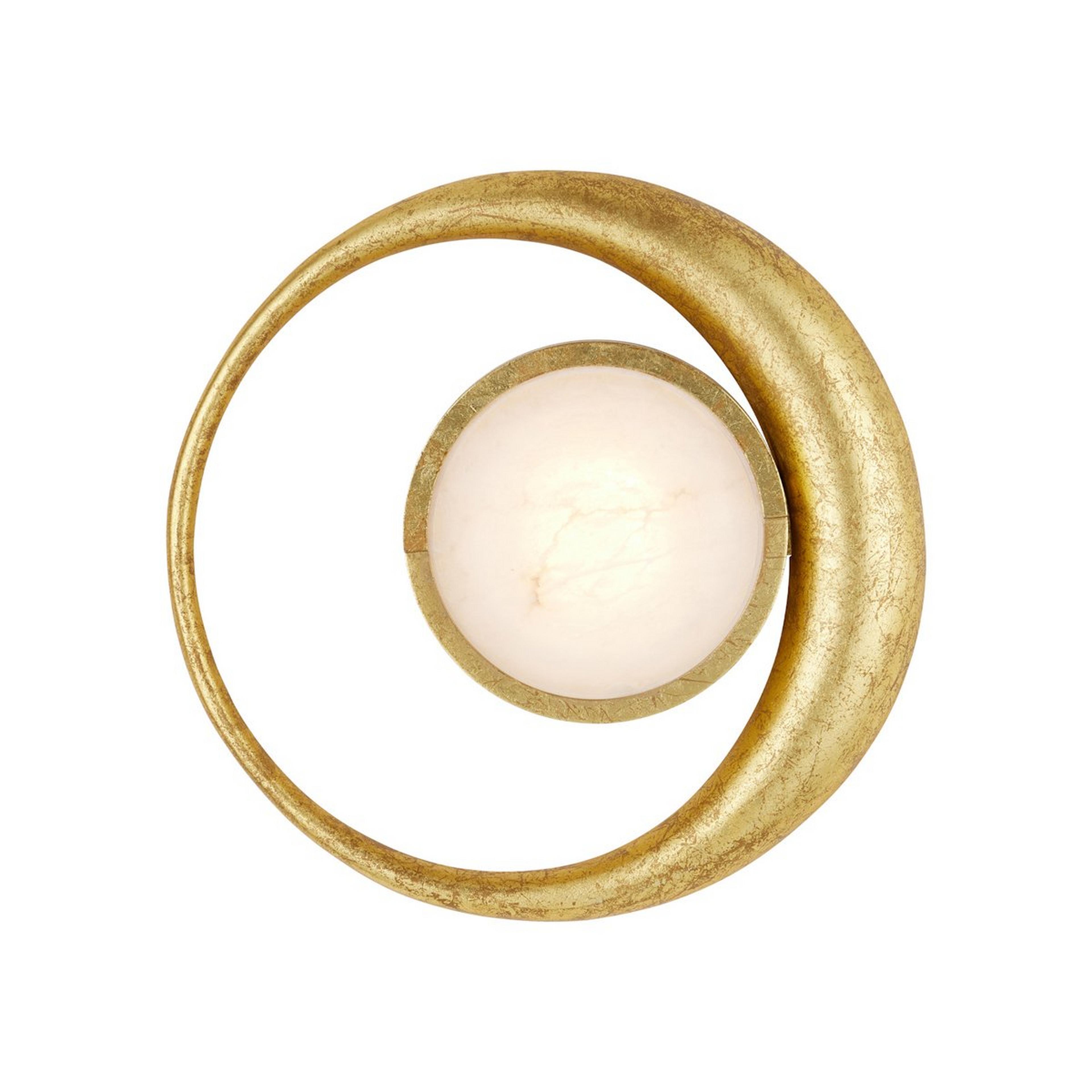 A Perihelion LED Sconce - Moon with Gold Leaf / White Marble color