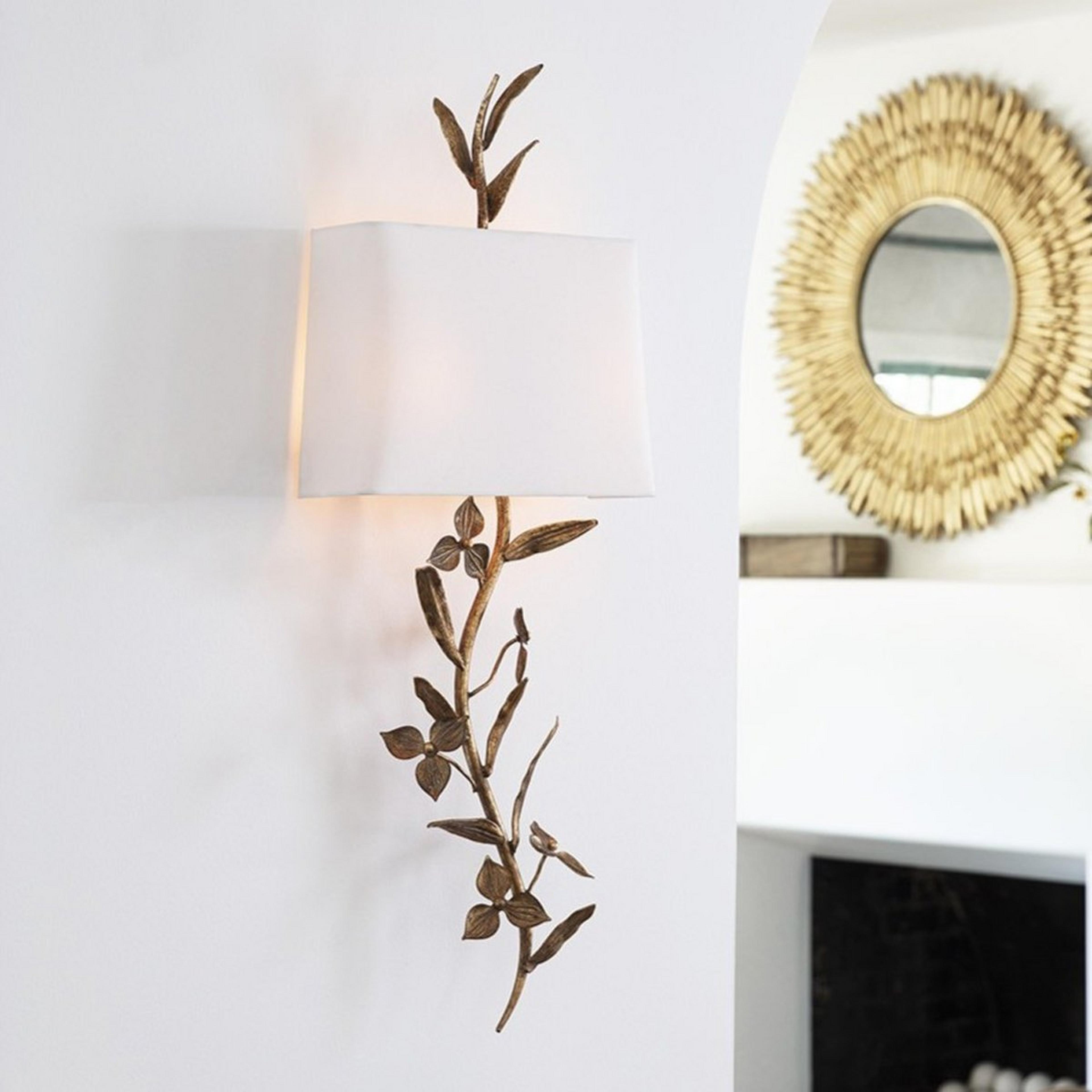 A Calyx Sconce with Gold Leaf / White color