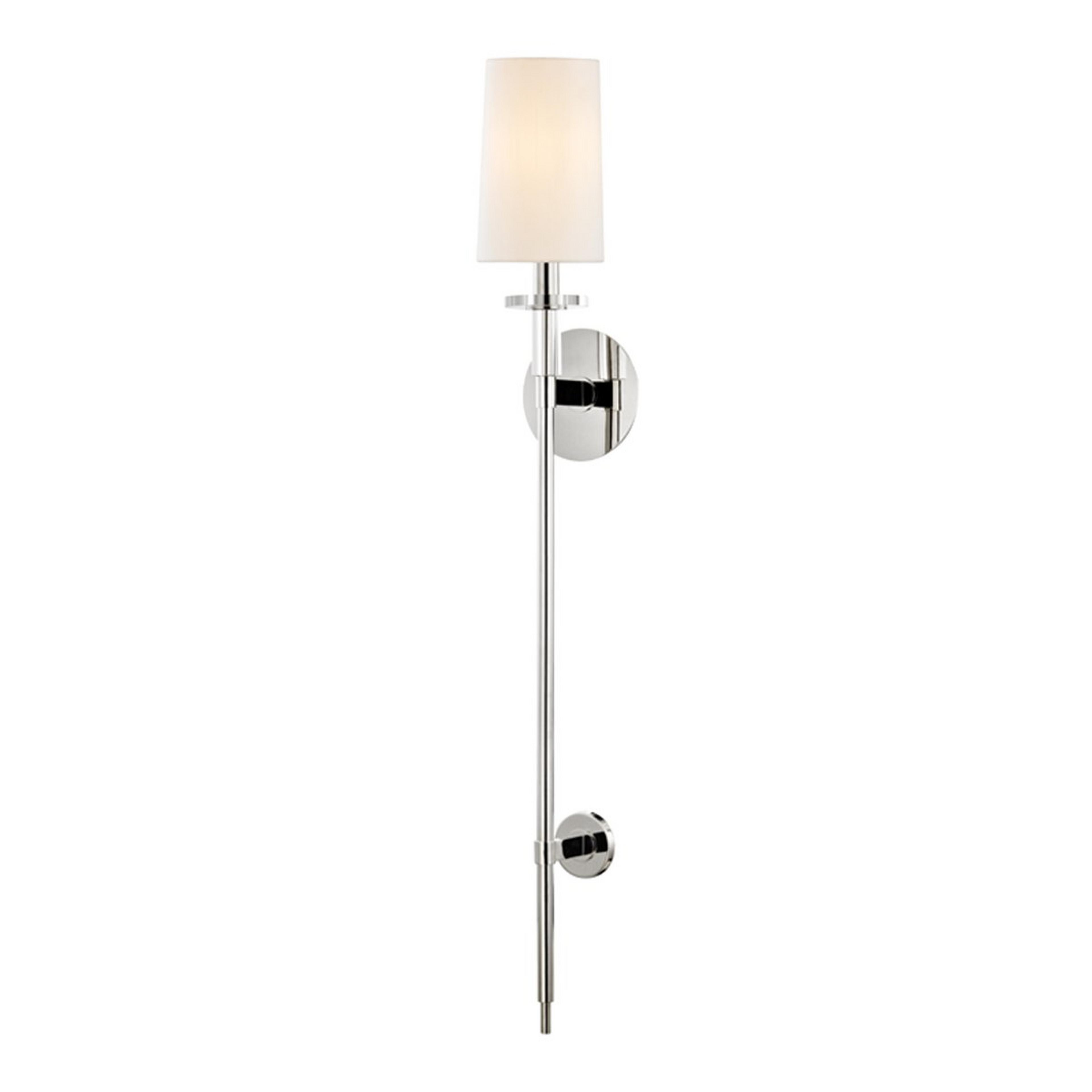 A Prometheus Sconce with Polished Nickel color
