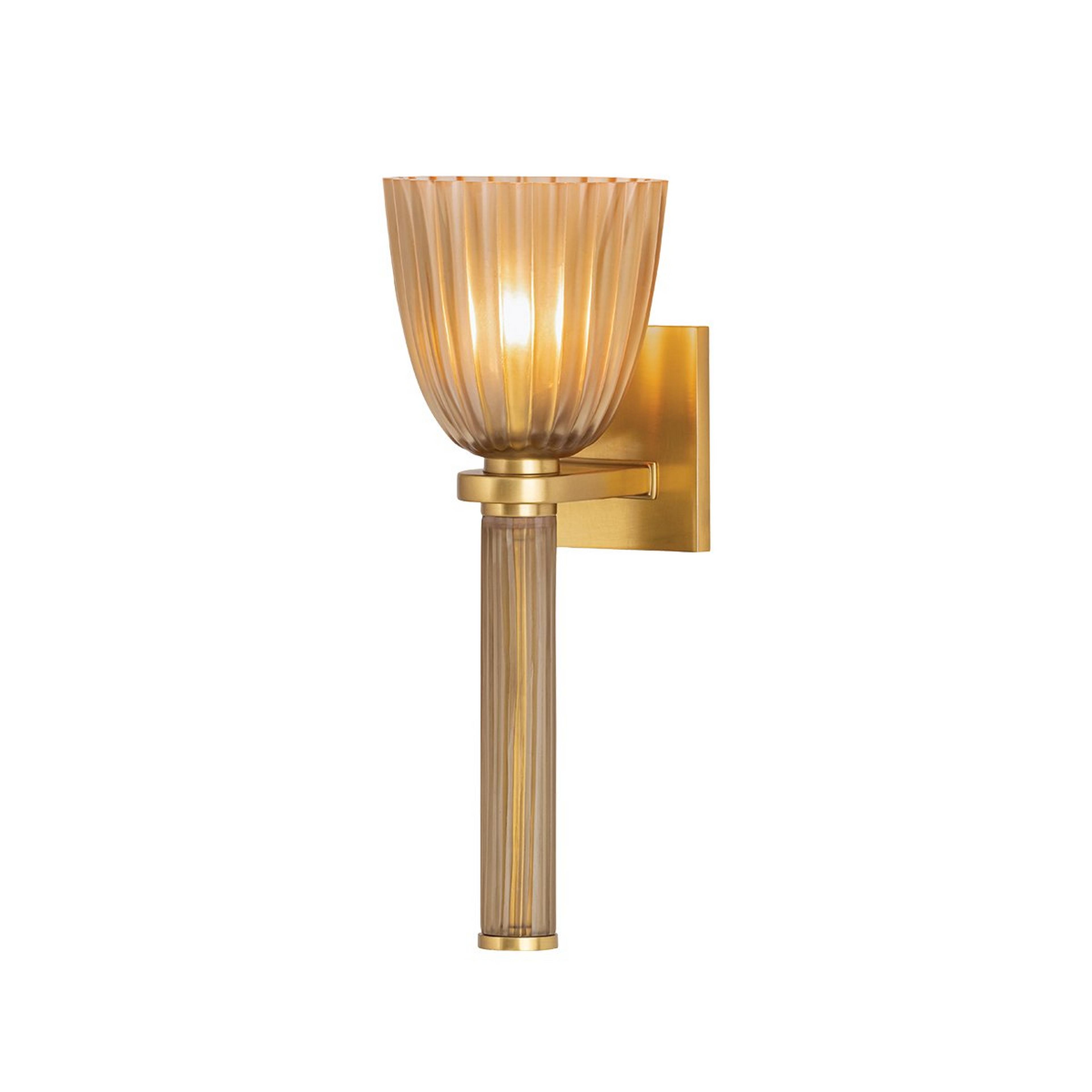 A Daduchos Sconce with Aged Brass / Amber Glass color